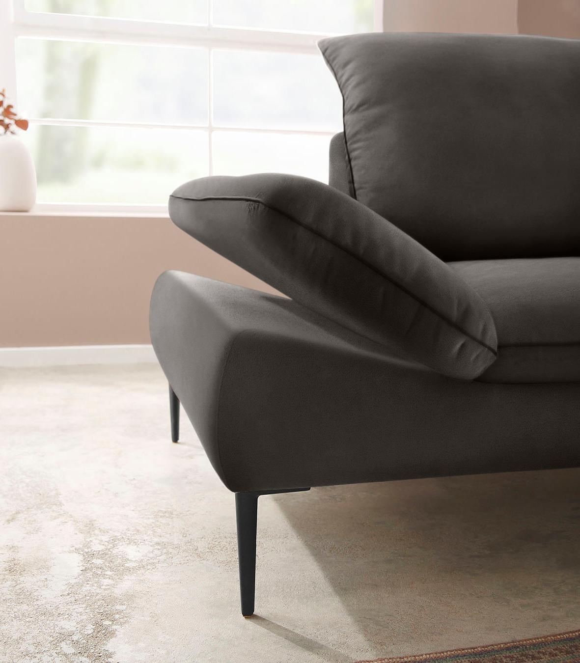 W.SCHILLIG Ecksofa »enjoy&MORE, Designsofa, elegant und bequem, L-Form«, Sitztiefenverstellung, Füße schwarz pulverbeschichtet, Breite 294 cm