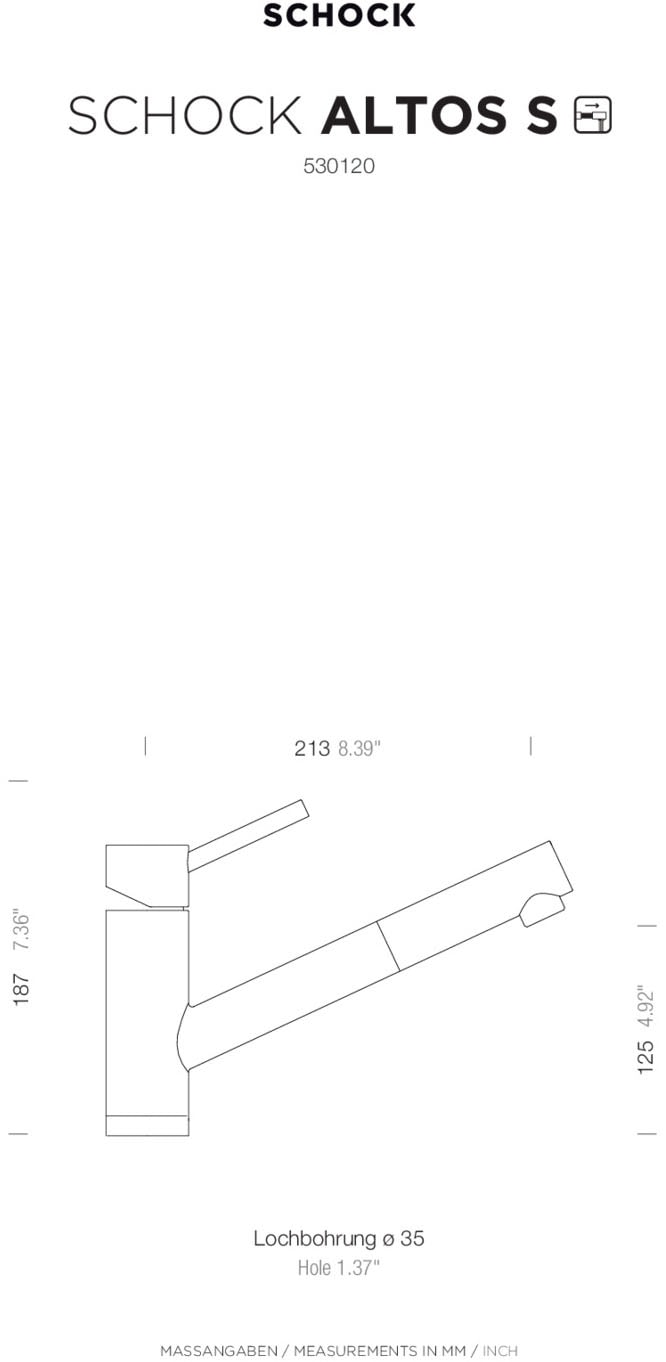 Schock Küchenarmatur »Altos S« Hochdruck, ausziehbarer Auslauf, Flüsterperlator, Rückflussverhinderer