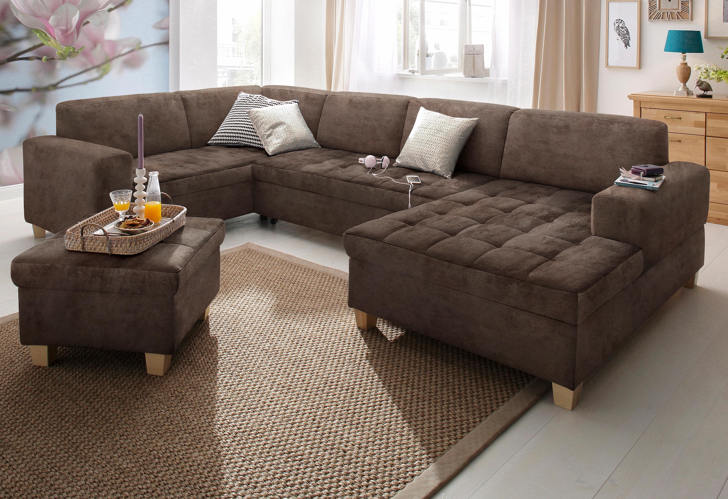 Home affaire Wohnlandschaft »Corby, viel Platz und Komfort, U-Form« wahlwei günstig online kaufen