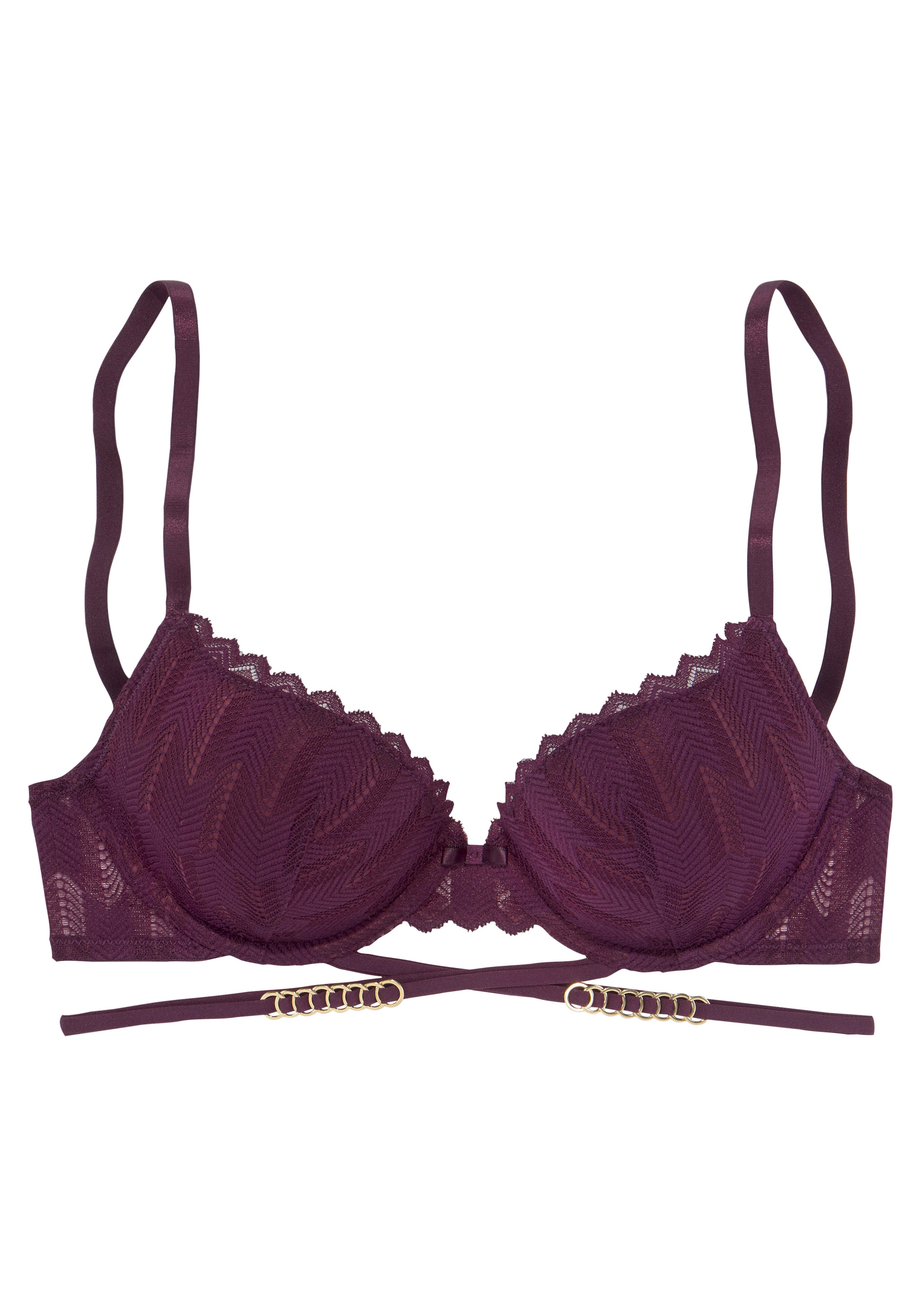 LASCANA Push-up-BH, mit verführerischer Bänder-Optik und Metallaccessoires, Dessous