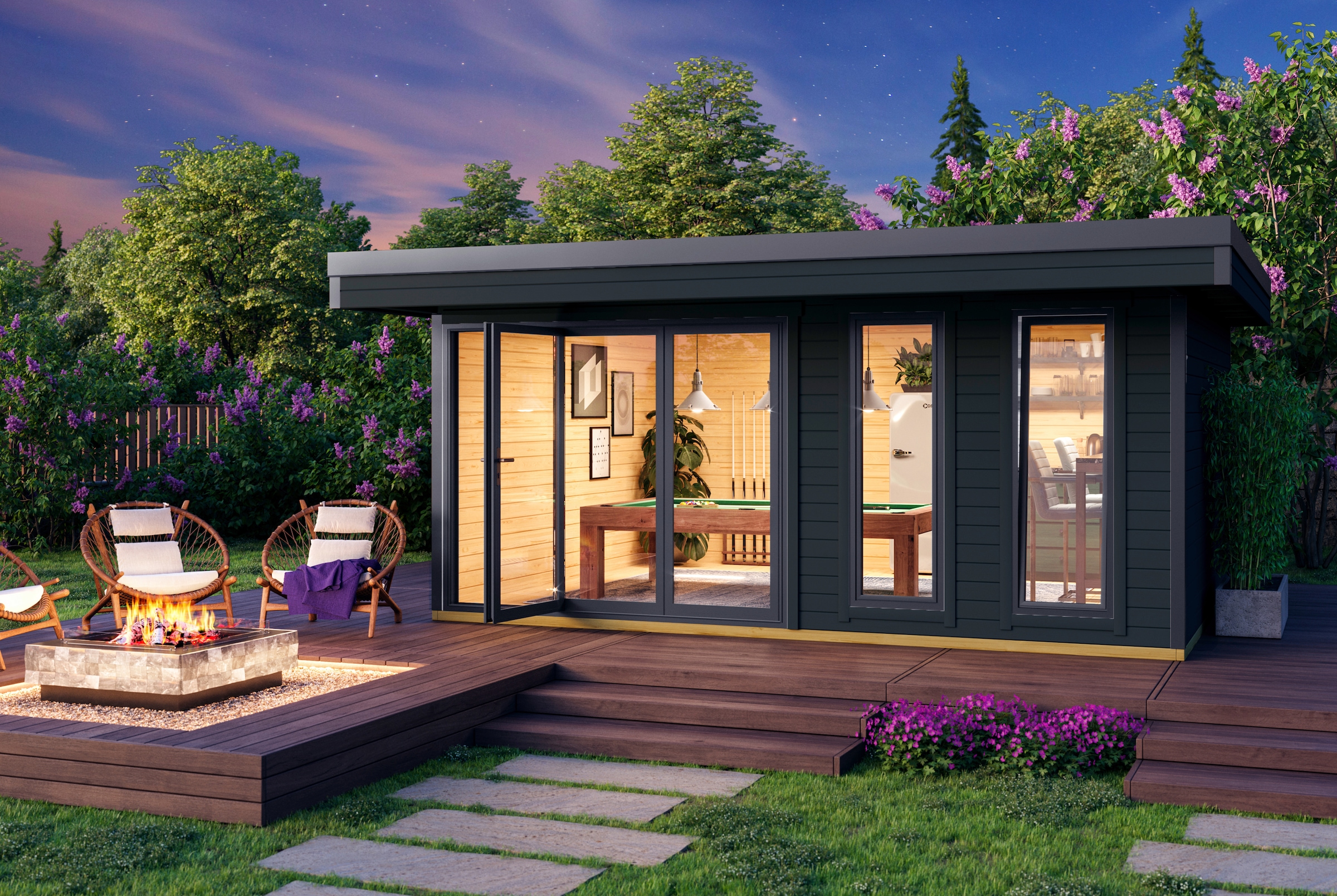 LASITA MAJA Gartenhaus »DOMEO 8 CARBONGRAU/ANTHRAZIT«, (Set), Fundamentmass 5000 x 4000, Carbongrau