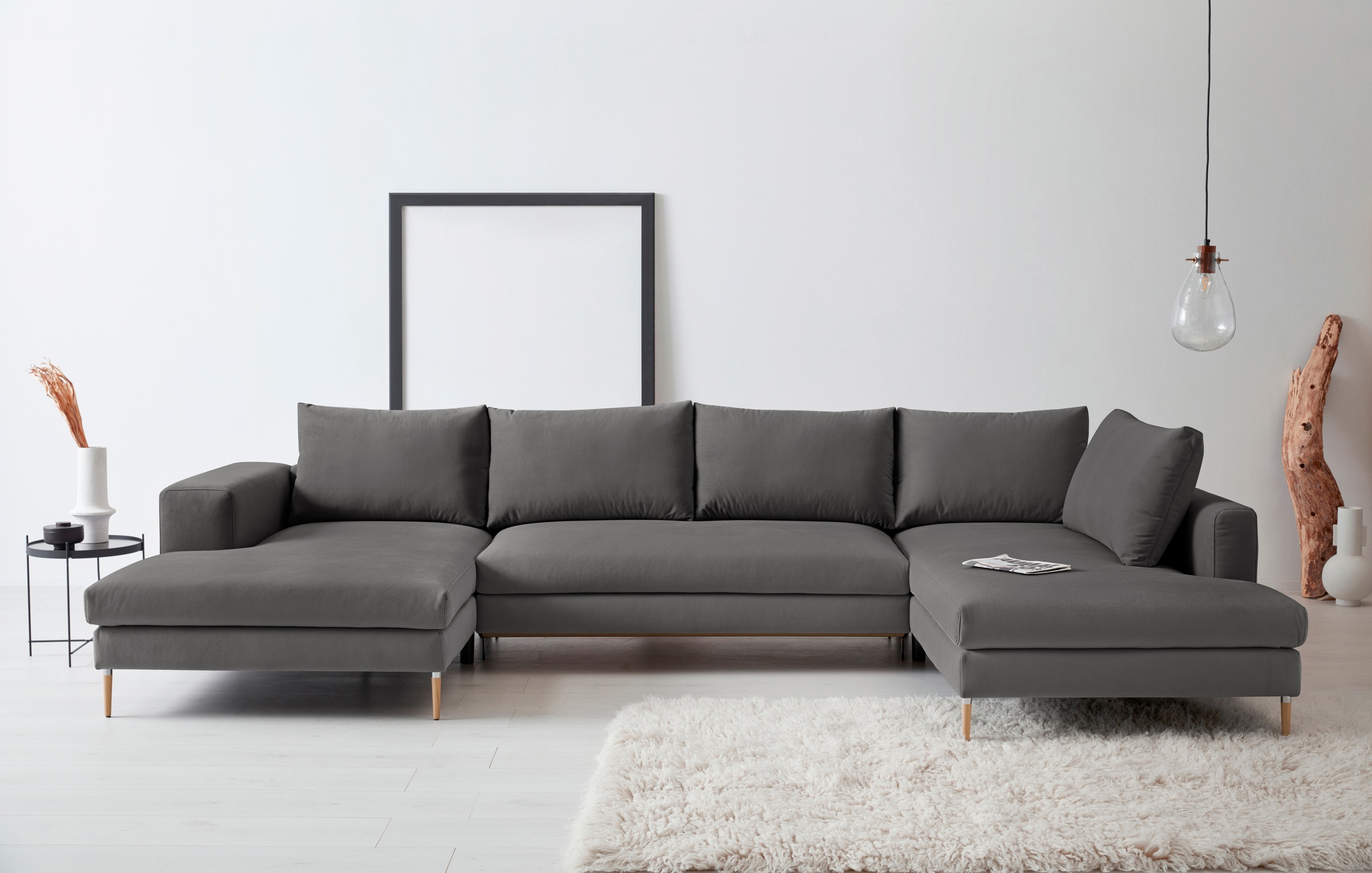 OTTO products Wohnlandschaft »Finnja, viel Platz, wahlweise Bettfunktion und Bettkasten, U-Form«