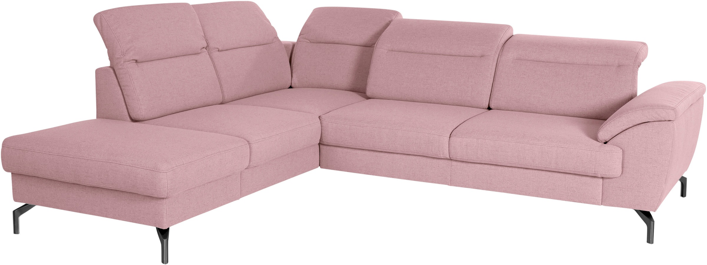 sit&more Ecksofa »Percy L-Form«, 15 cm Fußhöhe, Sitztiefenverstellung, wahlweise in 2 Fußfarben