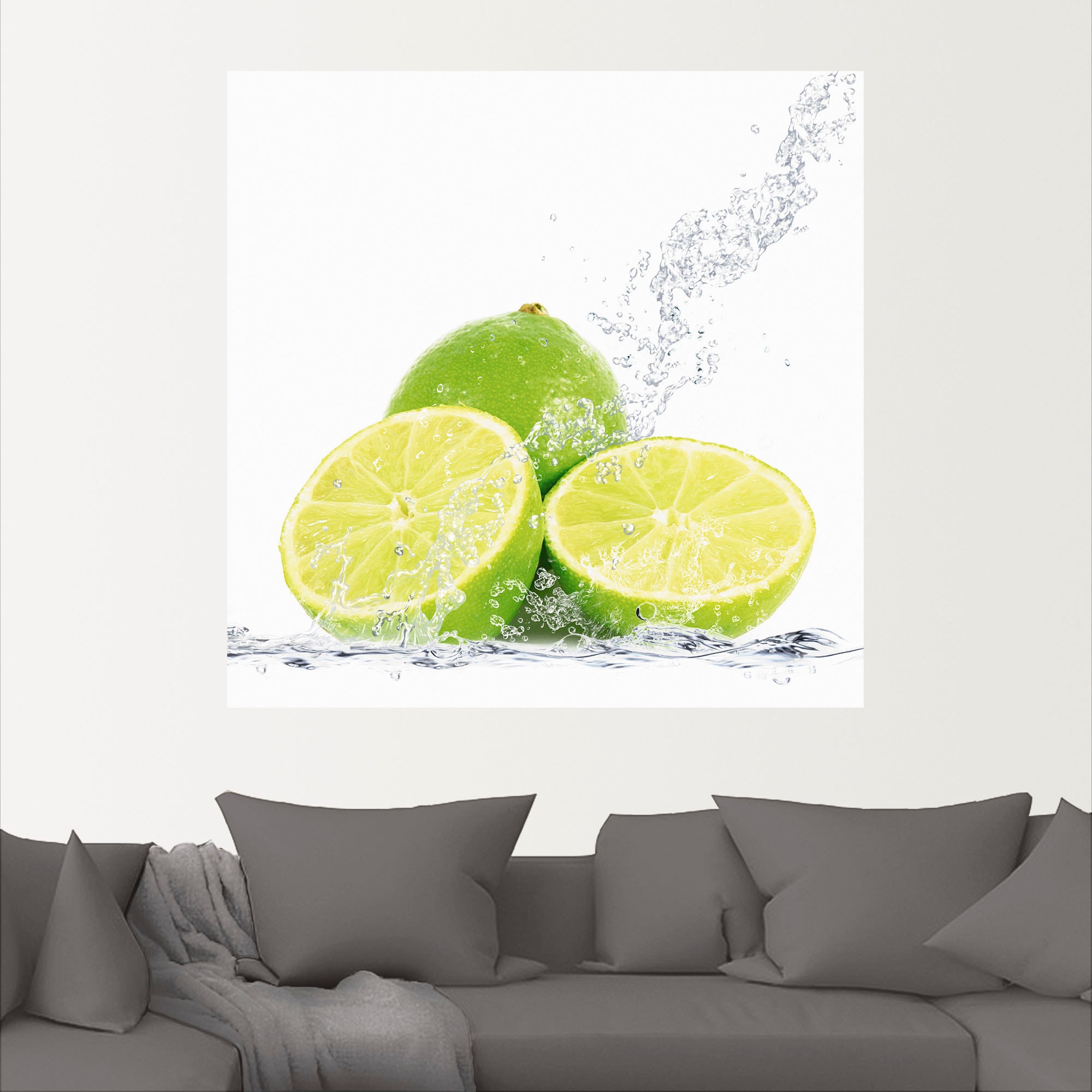 Artland Wandbild »Limette mit Spritzwasser«, Lebensmittel, (1 St.), als Leinwandbild, Poster, Wandaufkleber in verschied. Größen