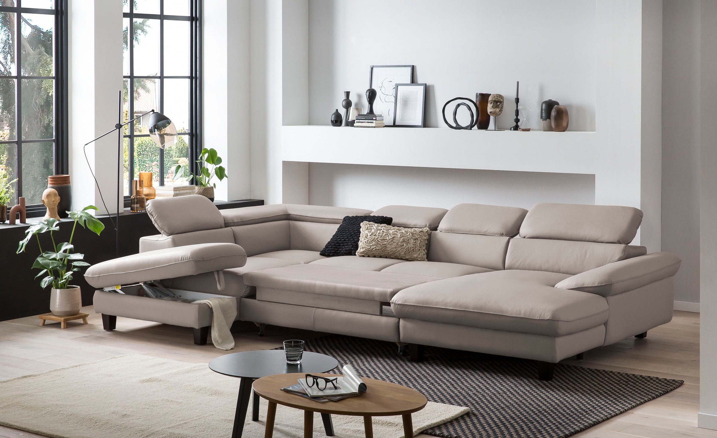 Home affaire Wohnlandschaft »Pilot U-Form«, mit Kopfteilverstellung, wahlweise mit Bettfunktion & Bettkasten