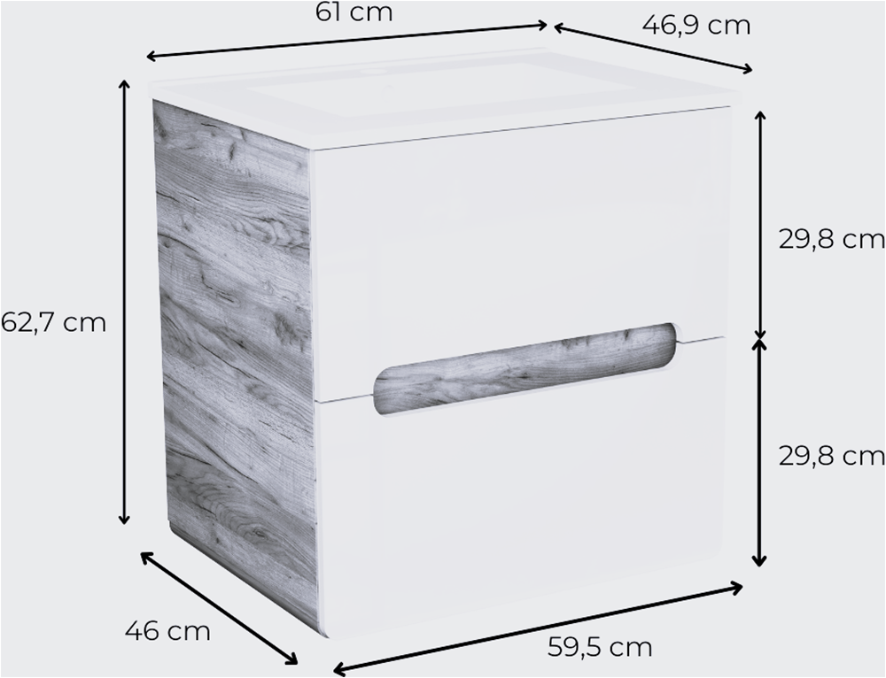 welltime Waschtisch »Lupo«, Badschrank mit Waschbecken,Soft Close,in verschiedenen Breiten (60,80)