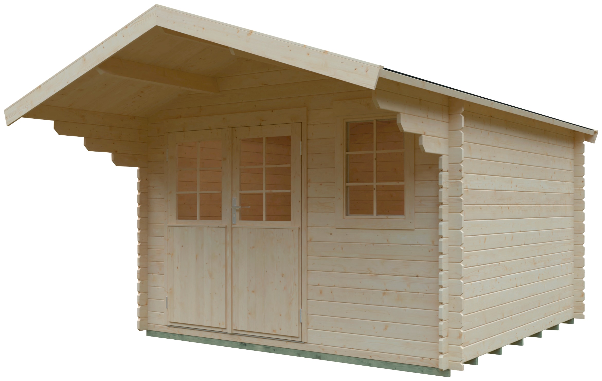 KONIFERA Gartenhaus »Kallenberg 2«, (Set), Blockbohlenhaus inkl. Hochbeet (100x200x70 cm)
