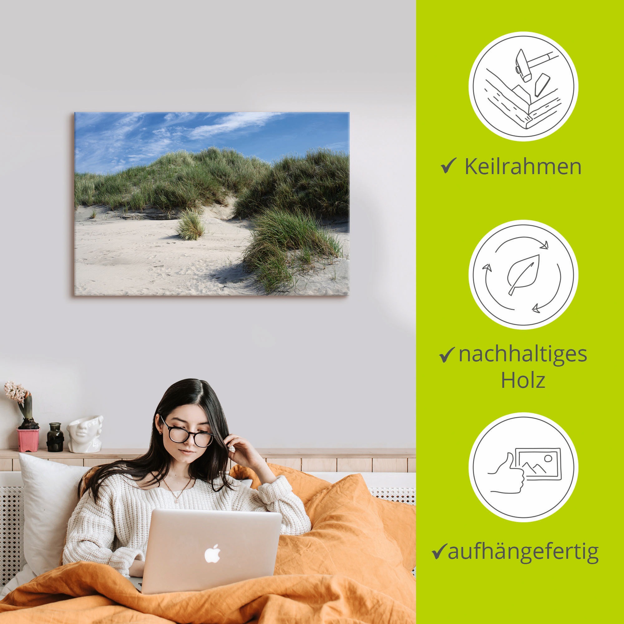 Artland Wandbild »Dünenlandschaft auf Baltrum«, Strandbilder, (1 St.), als Alubild, Leinwandbild, Wandaufkleber oder Poster in versch. Größen