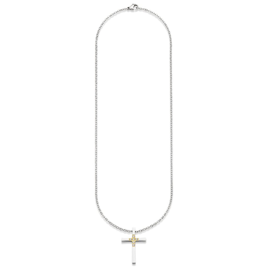 Bruno Banani Kette mit Anhänger »Schmuck Geschenk, Halskette Kreuz mit Steinen bicolor«