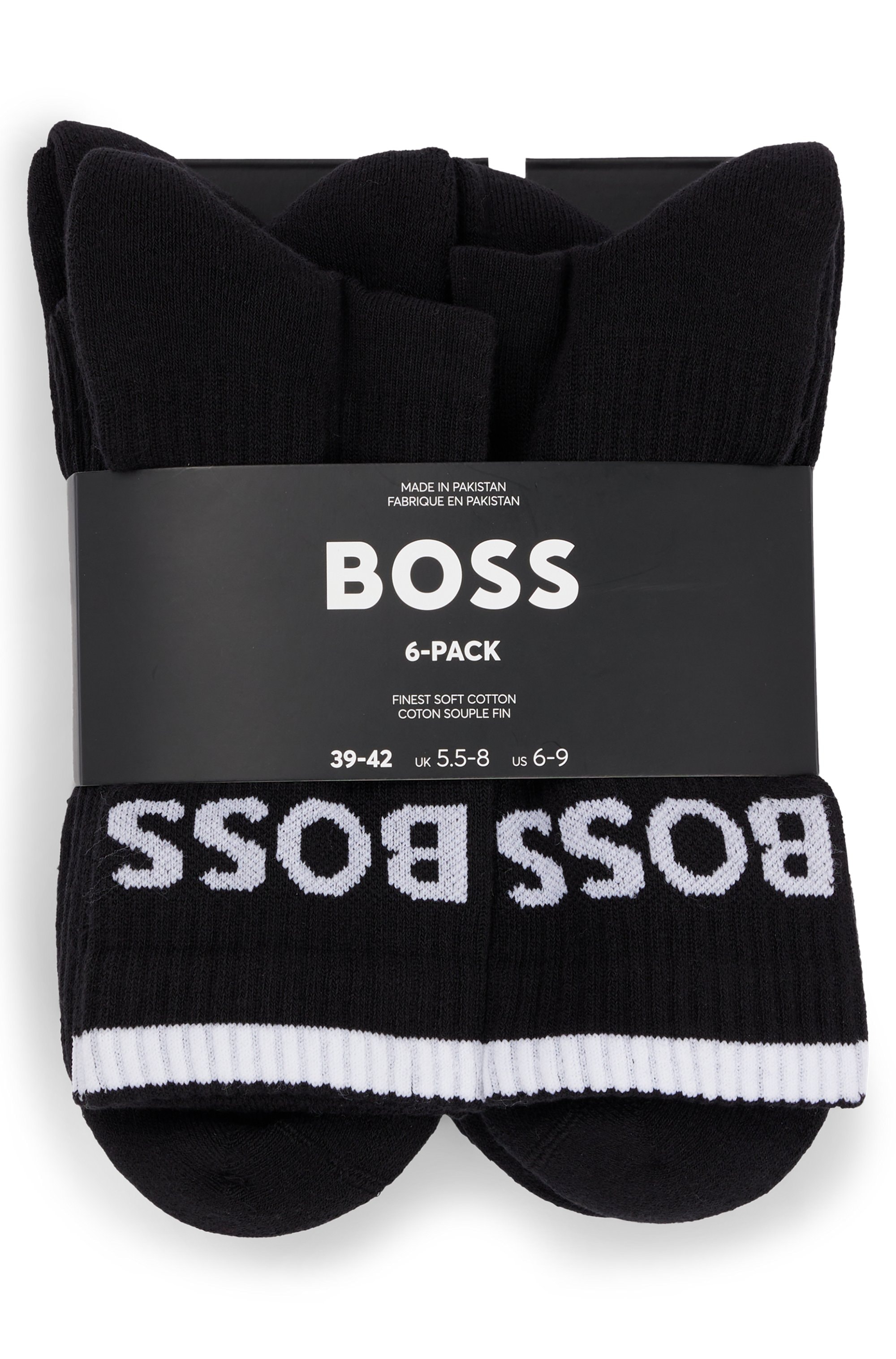 BOSS Businesssocken »6P QS Stripe CC«, (Packung, 6 Paar, 6er), mit BOSS Schriftzug