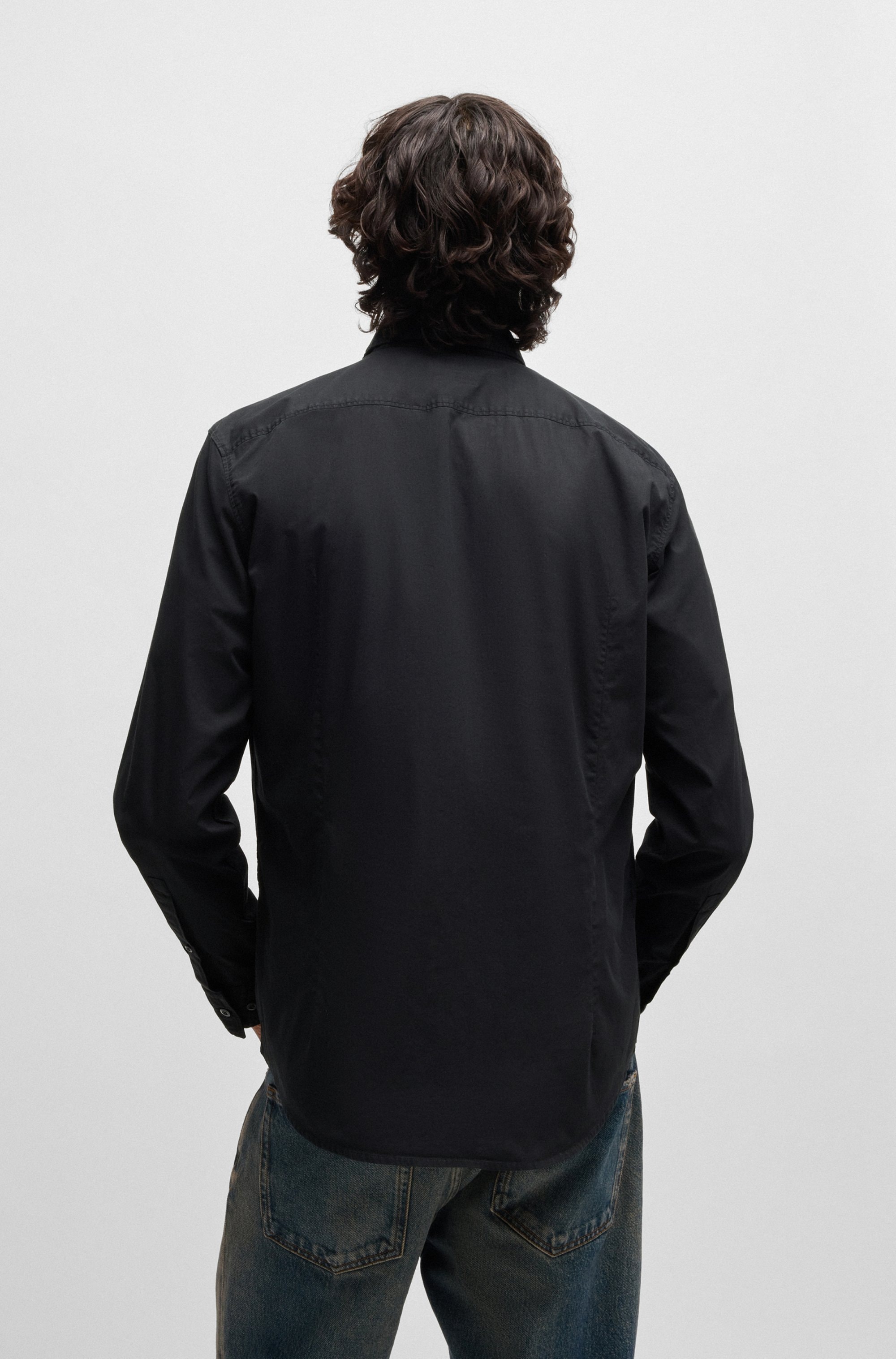 HUGO Langarmhemd »Ermo« Kentkragen, Slim Fit, Baumwoll-Mix