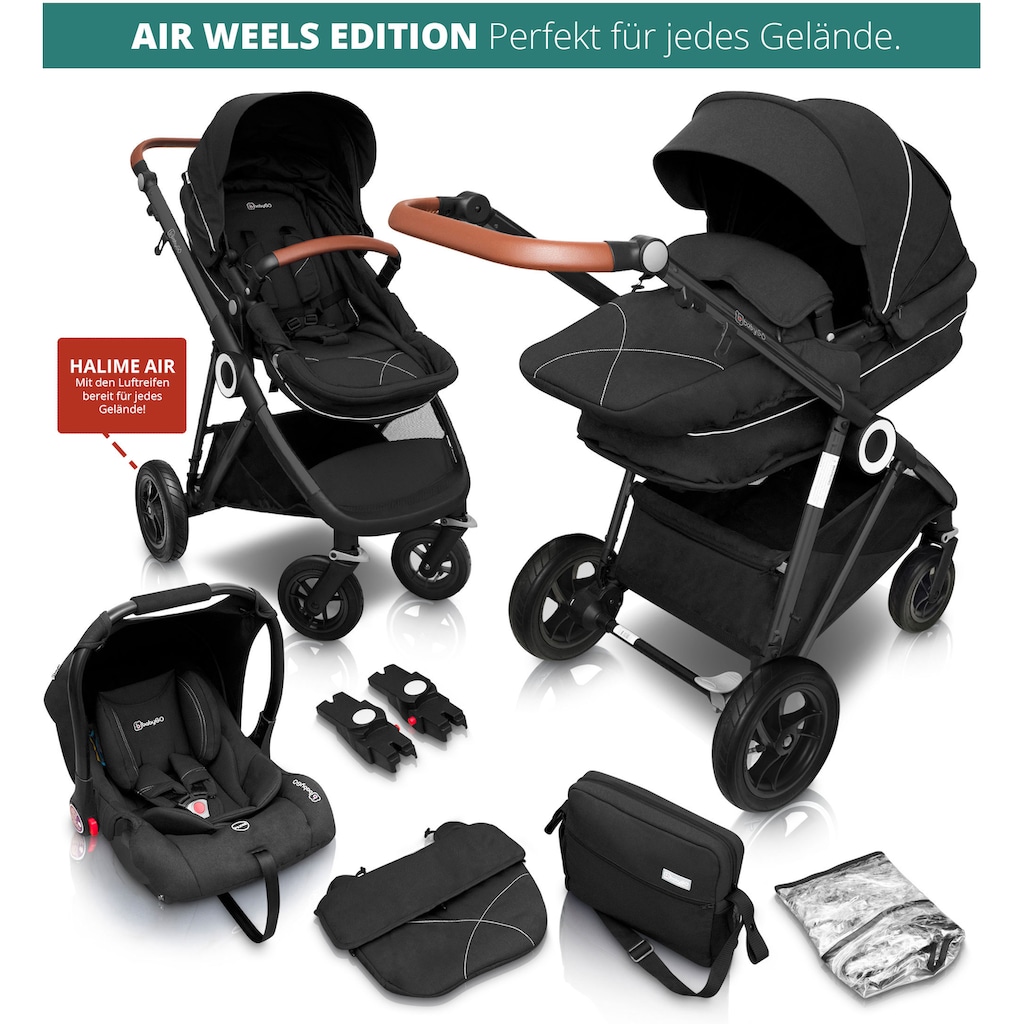 BabyGo Kombi-Kinderwagen »Halime AIR 3in1, Anthracite Black«