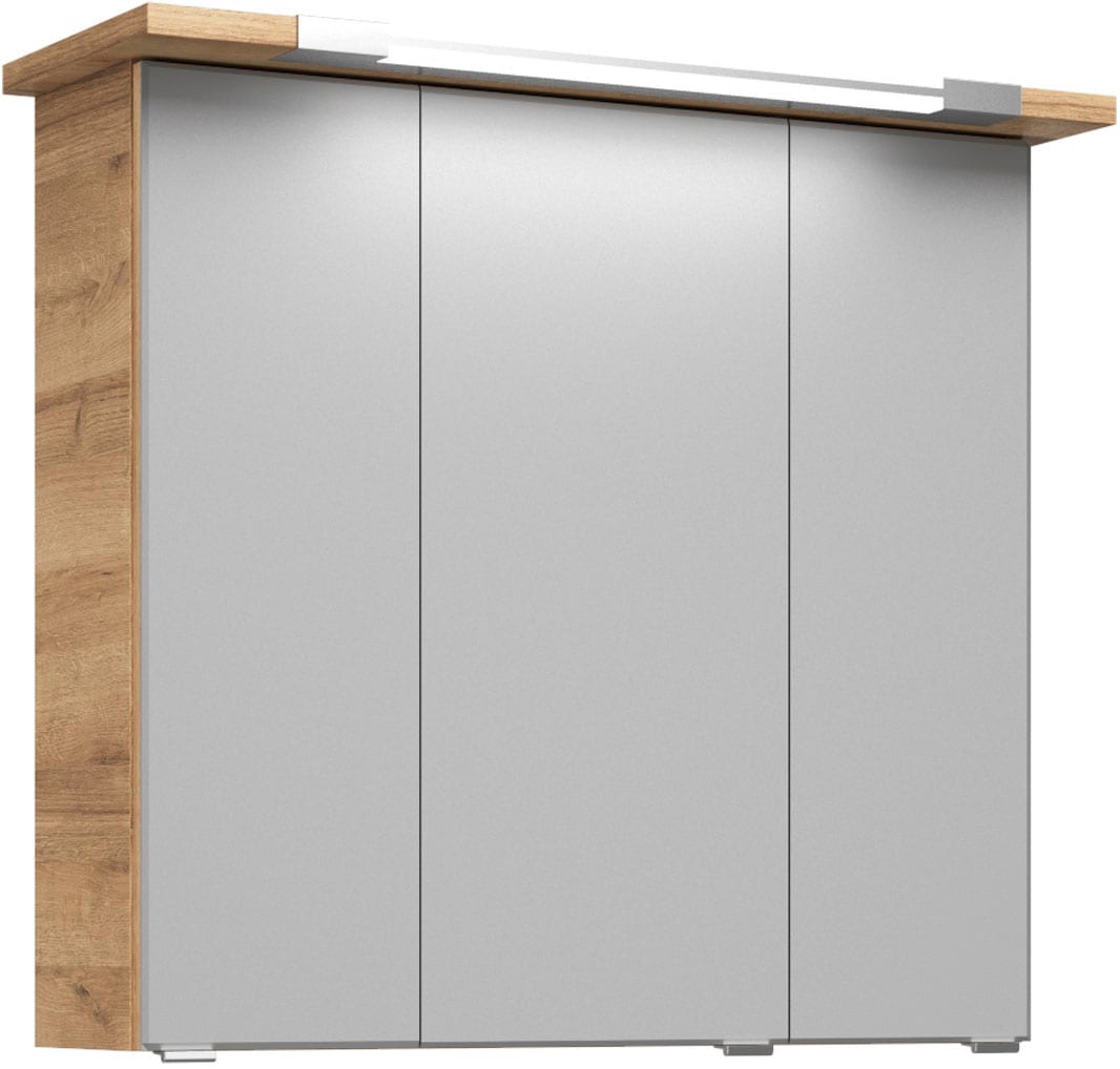 Saphir Badmöbel-Set »Badmöbel-Set Trentino 3-tlg Mineralmarmorwaschtisch,LED-Spiegelschrank«, (4 St.), Badezimmer-Set mit Midischrank inkl. Türdämpfer