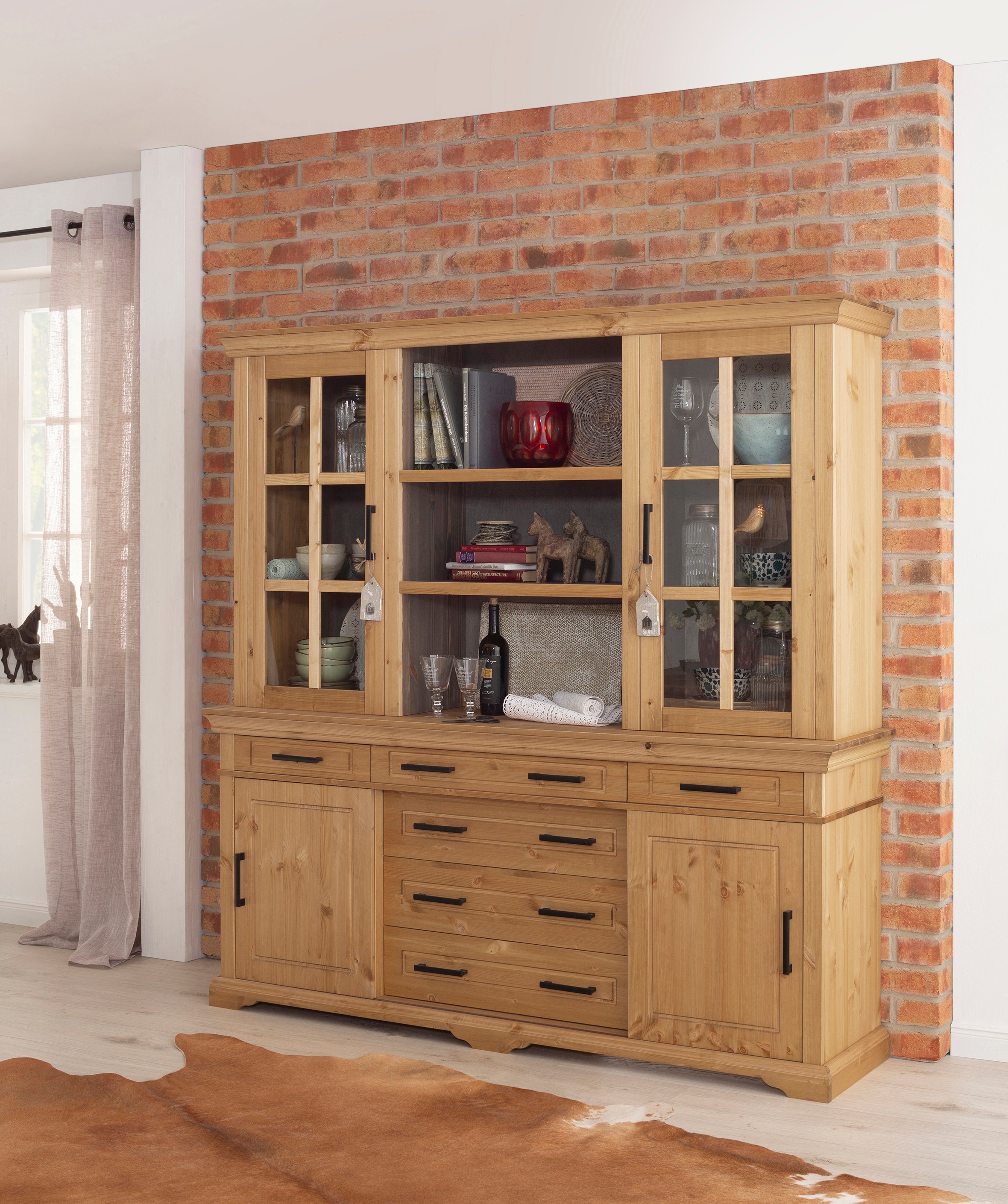 Home affaire Buffet "Anabel, mit Glastüren und Metallgriffen", Küchenbuffet günstig online kaufen