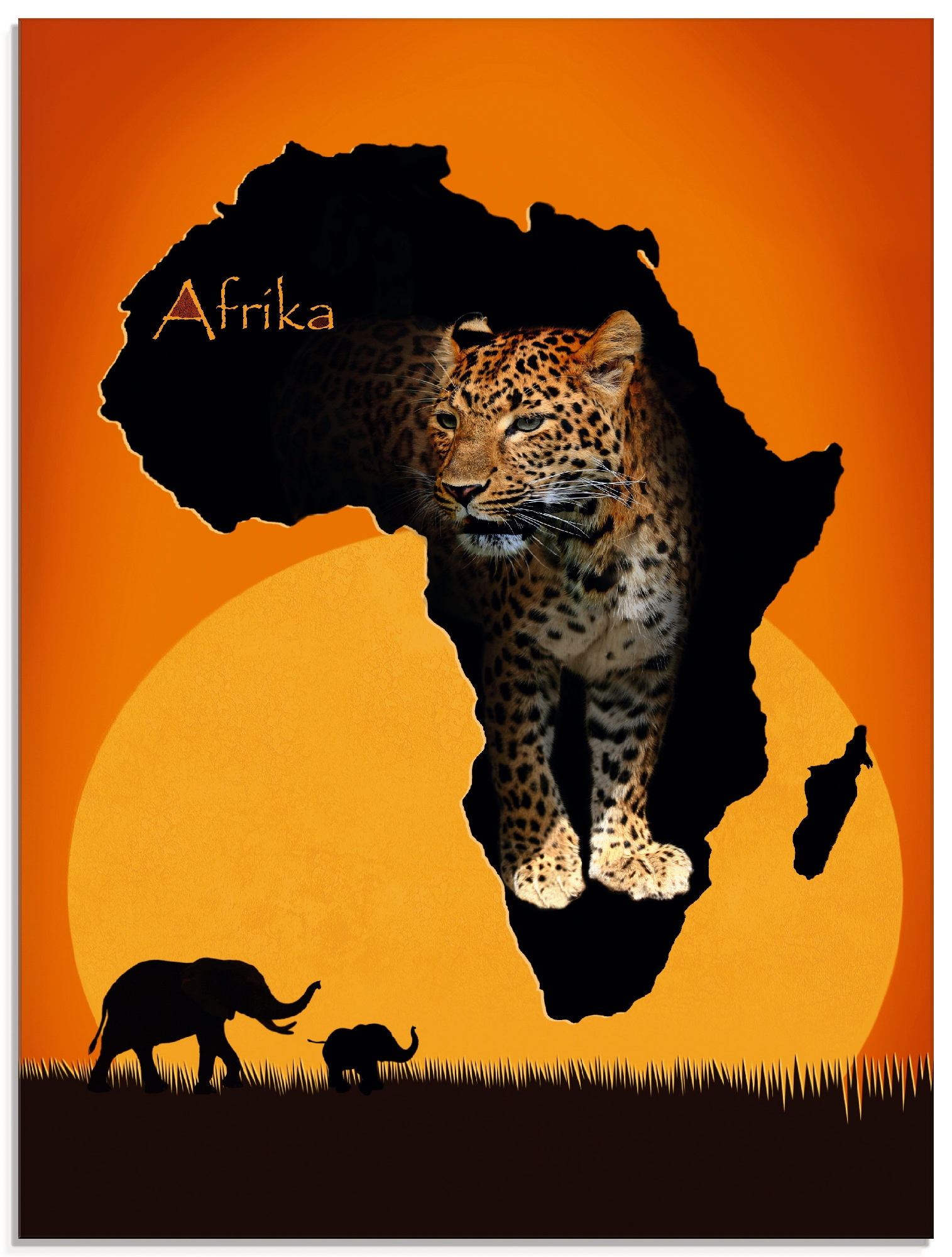 Rechnung »Afrika Artland Wildtiere, bestellen Glasbild auf (1 verschiedenen Kontinent«, in schwarze der Größen St.),