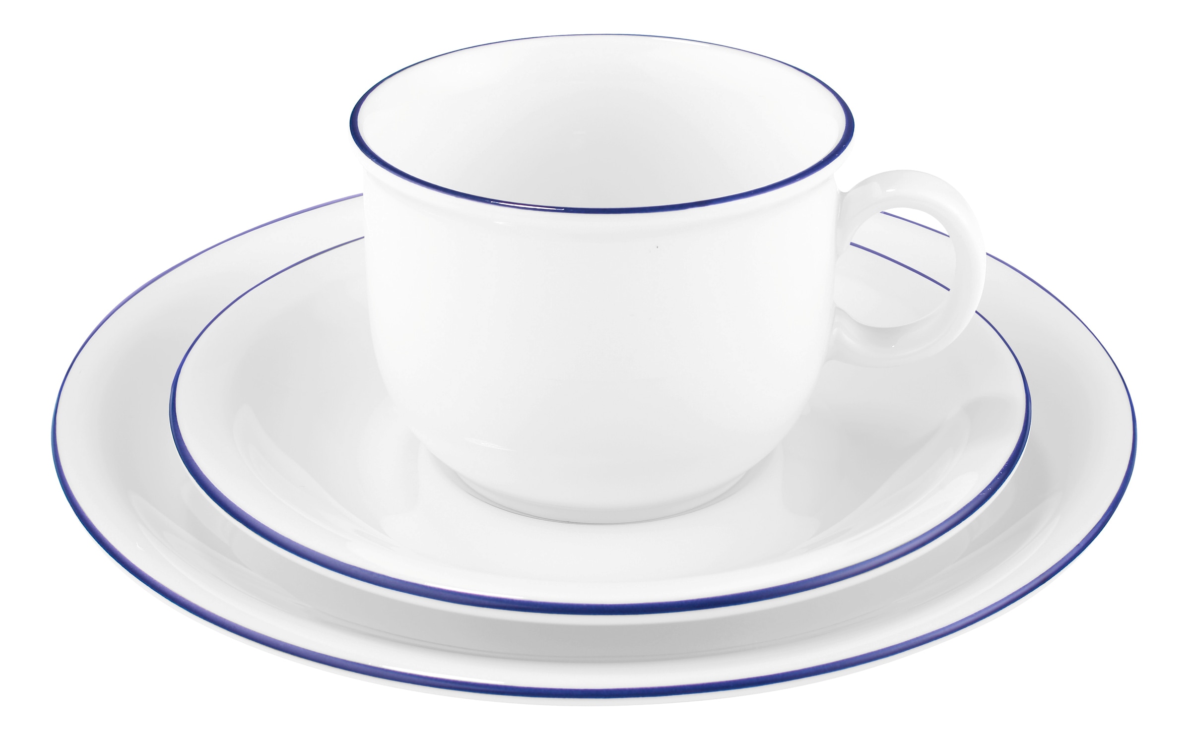 Seltmann Weiden Kaffeeservice »Geschirr-Set, Service Compact Blaurand«, (Set, 18 tlg.), Teller, Tassen, Untertassen, Made in Germany, 18 Teile, für 6 Personen