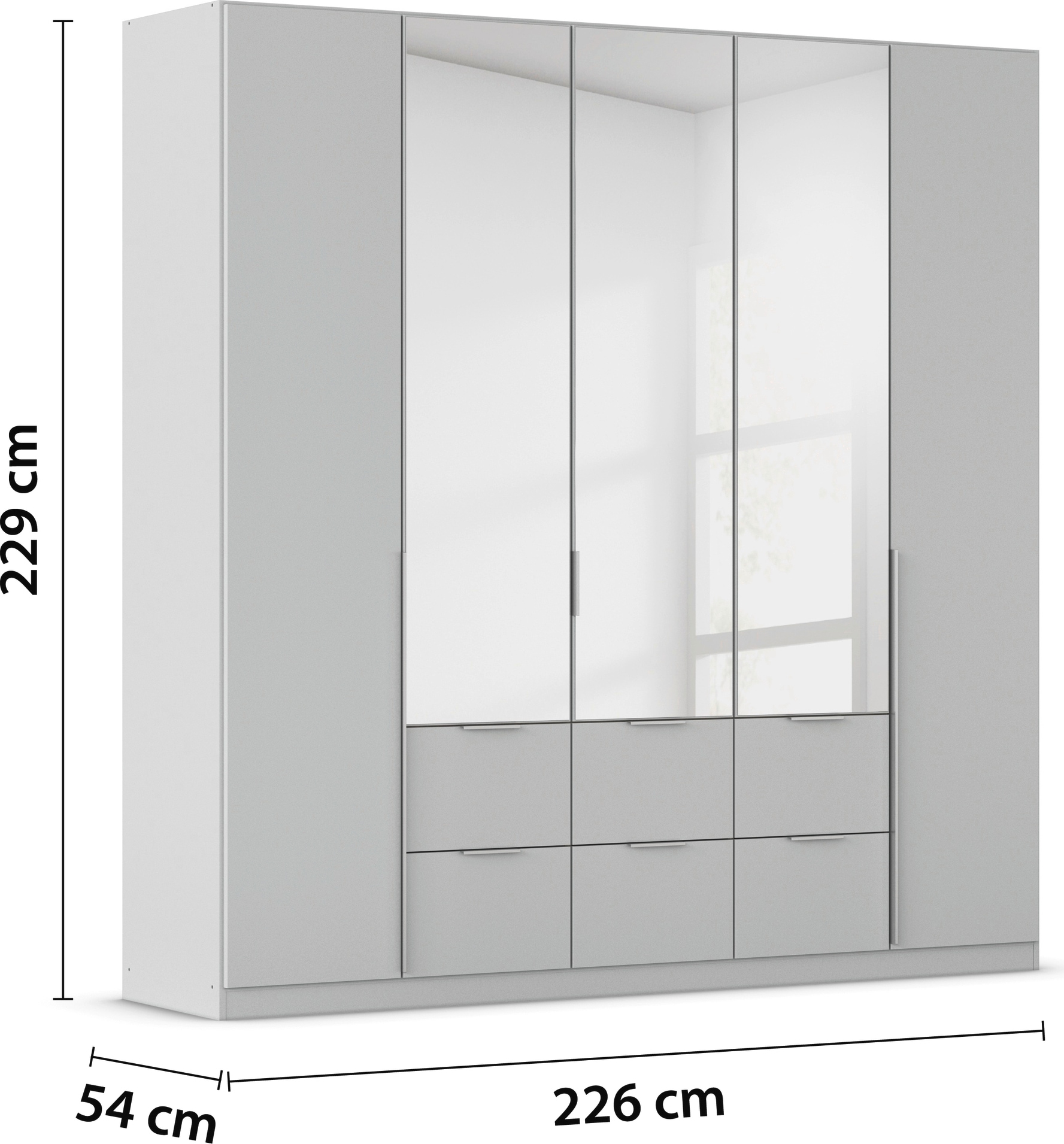 rauch Drehtürenschrank »Kleiderschrank Schrank Garderobe AGORDO mit Dekor- oder Hochglanzfront«, (in zwei Griff-Farben mit Dekor- oder Hochglanzfront), mit Außenschubkästen, in 6 Breiten und 2 Höhen MADE IN GERMANY