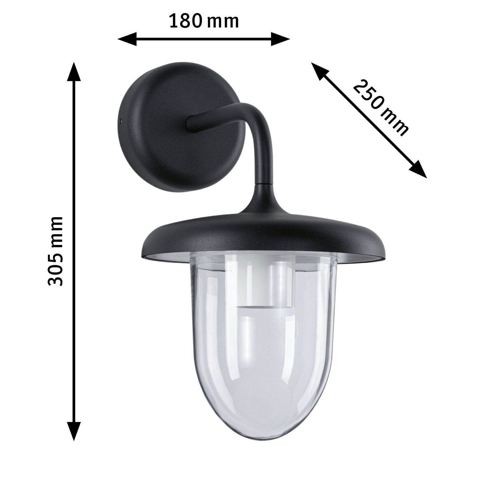 Paulmann LED Außen-Wandleuchte »Vintario IP44 rund 180x250mm max. 20W 230V Anthrazit Aluminium«, 1 flammig, Leuchtmittel E27 | ohne Leuchtmittel, seewasserresistent