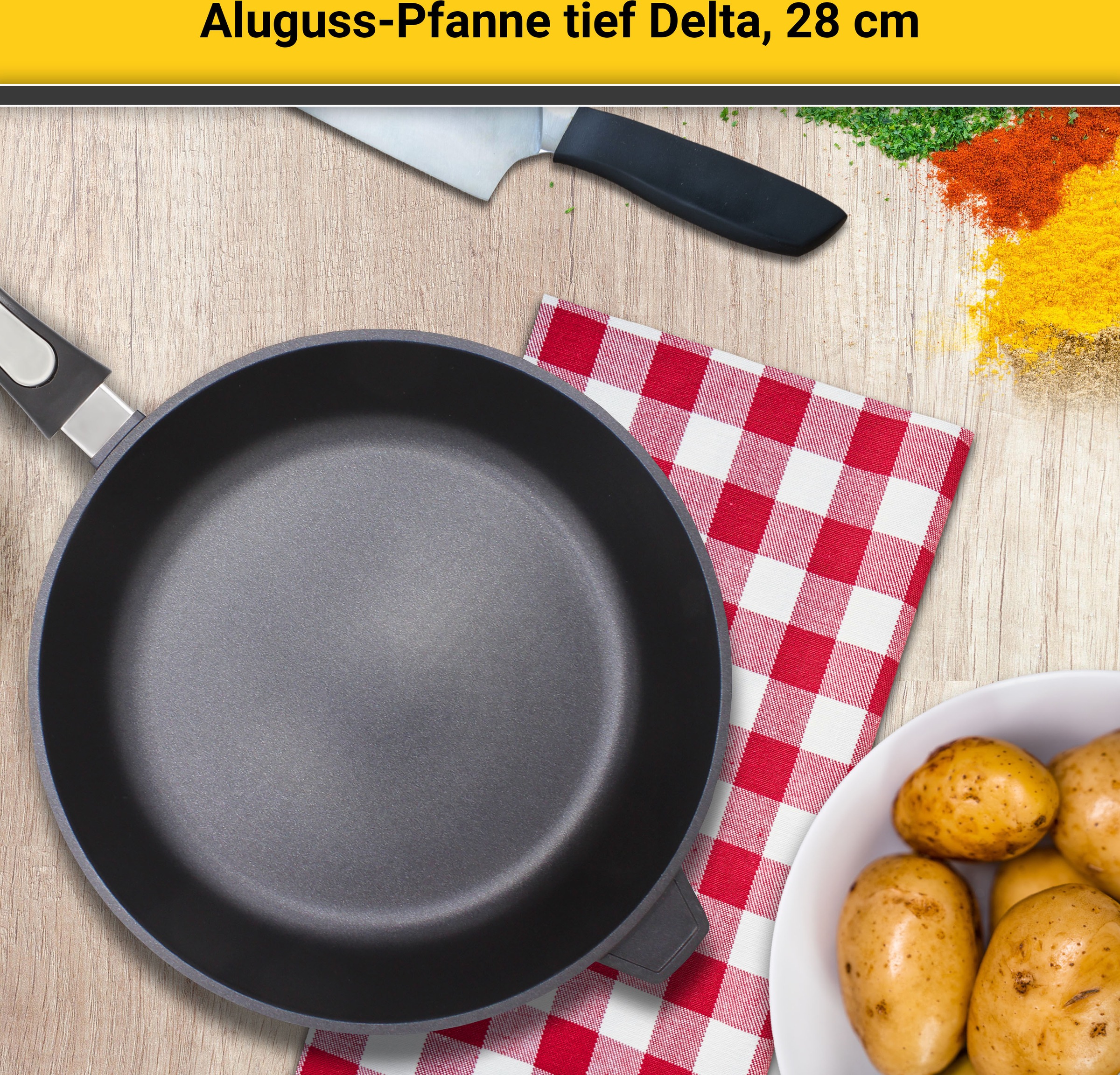 Krüger Bratpfanne »Aluguss Pfanne tief DELTA«, Aluminiumguss, (1 tlg.), für günstig online kaufen