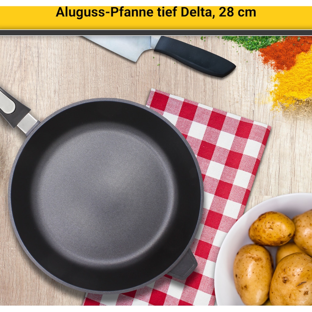 Krüger Bratpfanne »Aluguss Pfanne tief DELTA, 28 cm«, Aluminiumguss, (1 tlg.), für Induktions-Kochfelder geeignet, tiefe Ausführung