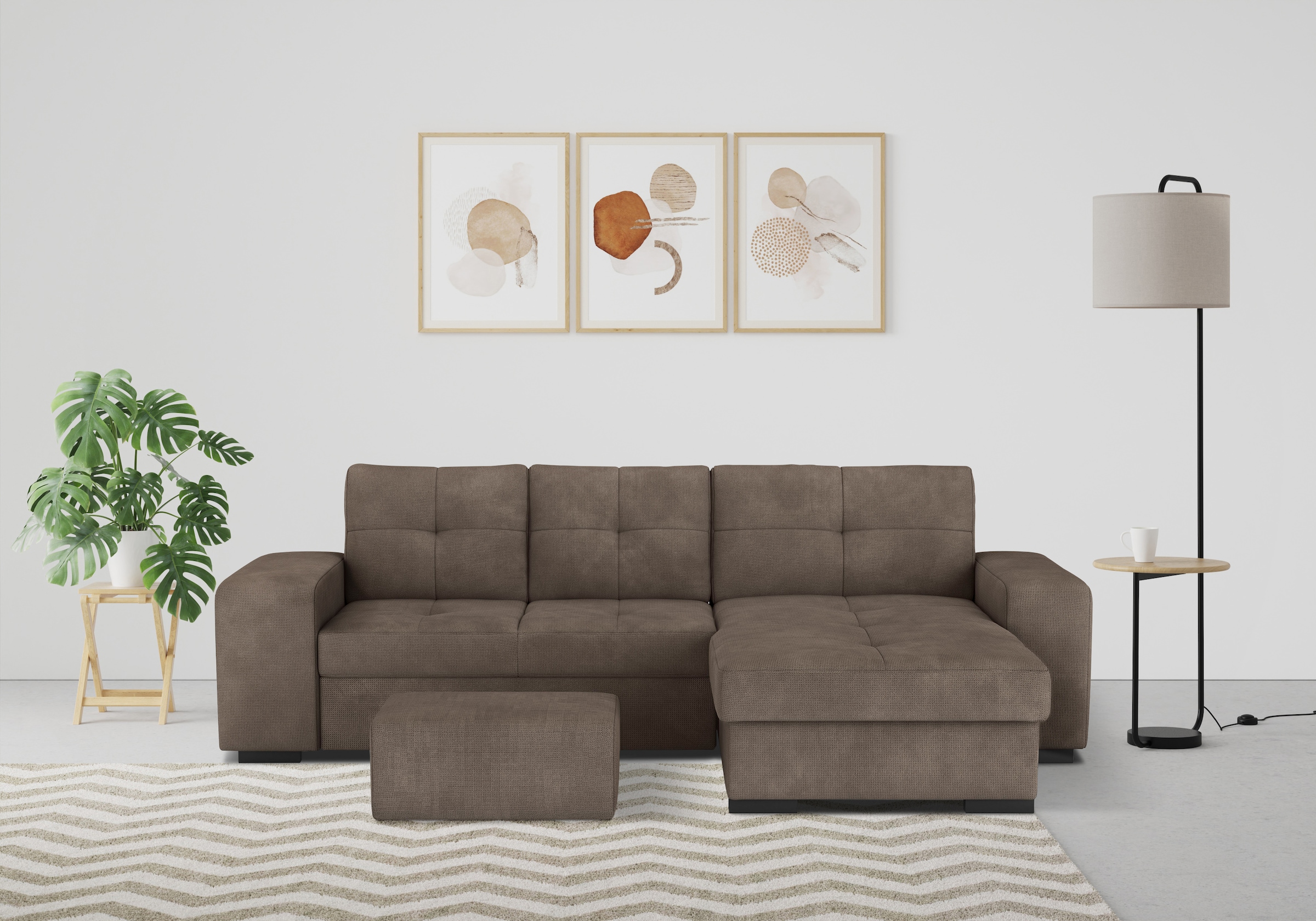 COTTA Ecksofa »Mattina L-Form«, mit Hocker, wahlweise mit Bettfunktion & Be günstig online kaufen