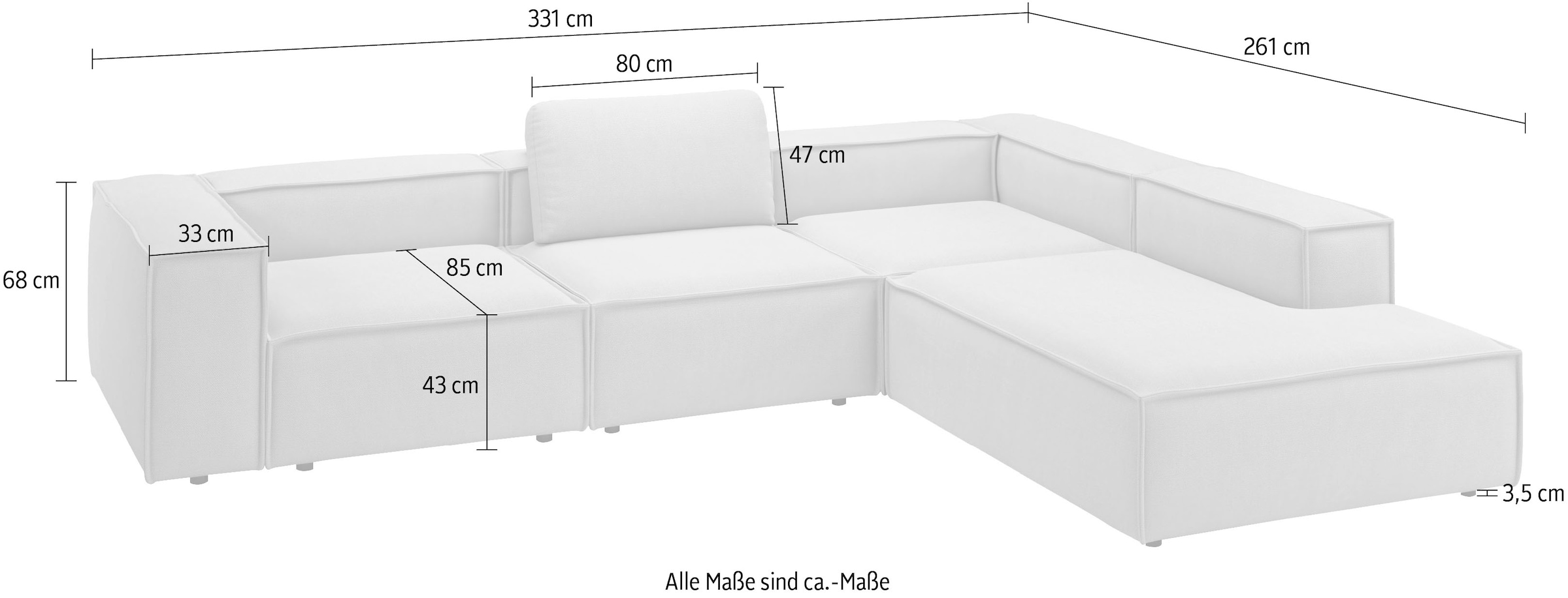 Places of Style Ecksofa »Watertown moderne L-Form«, Breite 311 cm