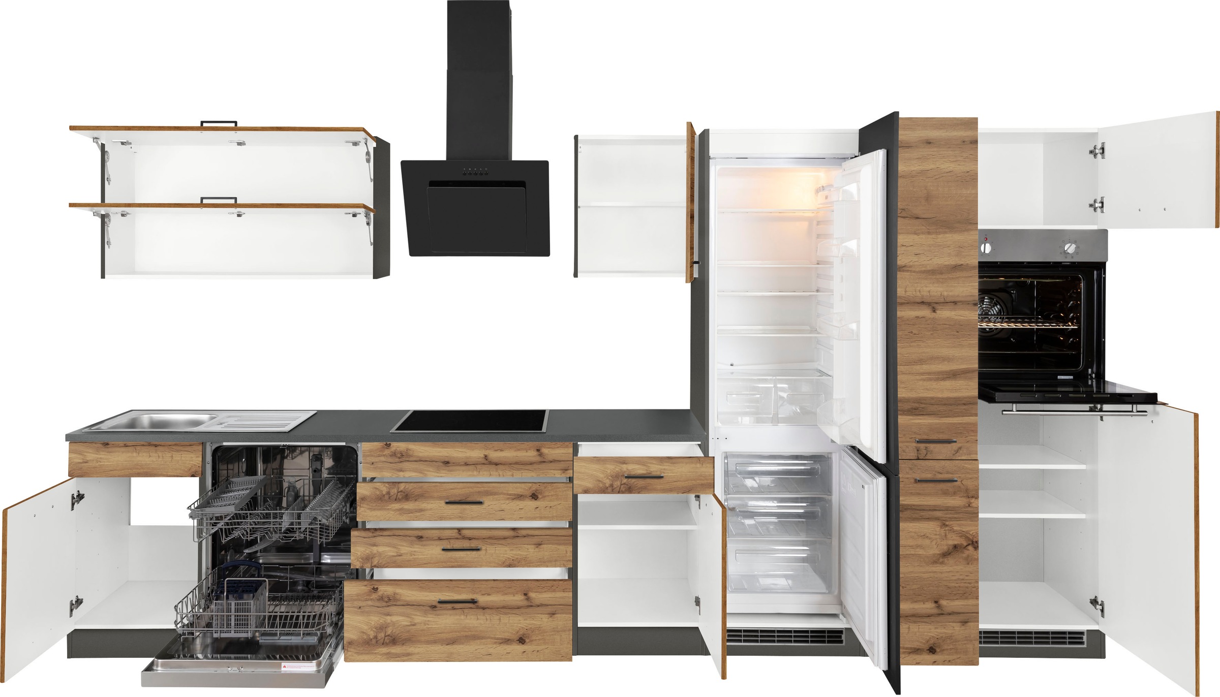 KOCHSTATION Küchenzeile »KS-Trier«, mit E-Geräten, Breite 390 cm