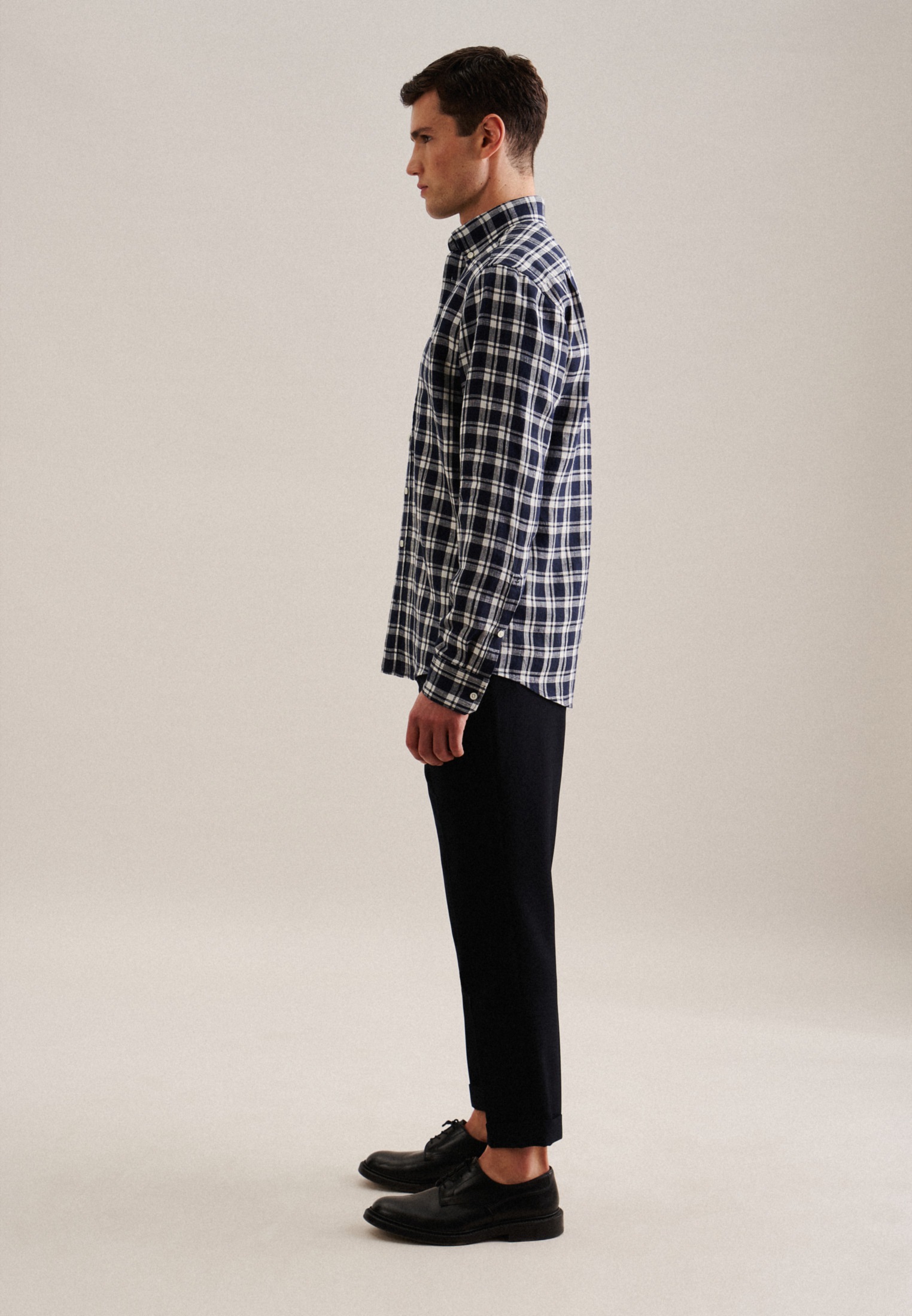 seidensticker Businesshemd »Schwarze Rose«, Regular Langarm Button-Down-Kragen Karo