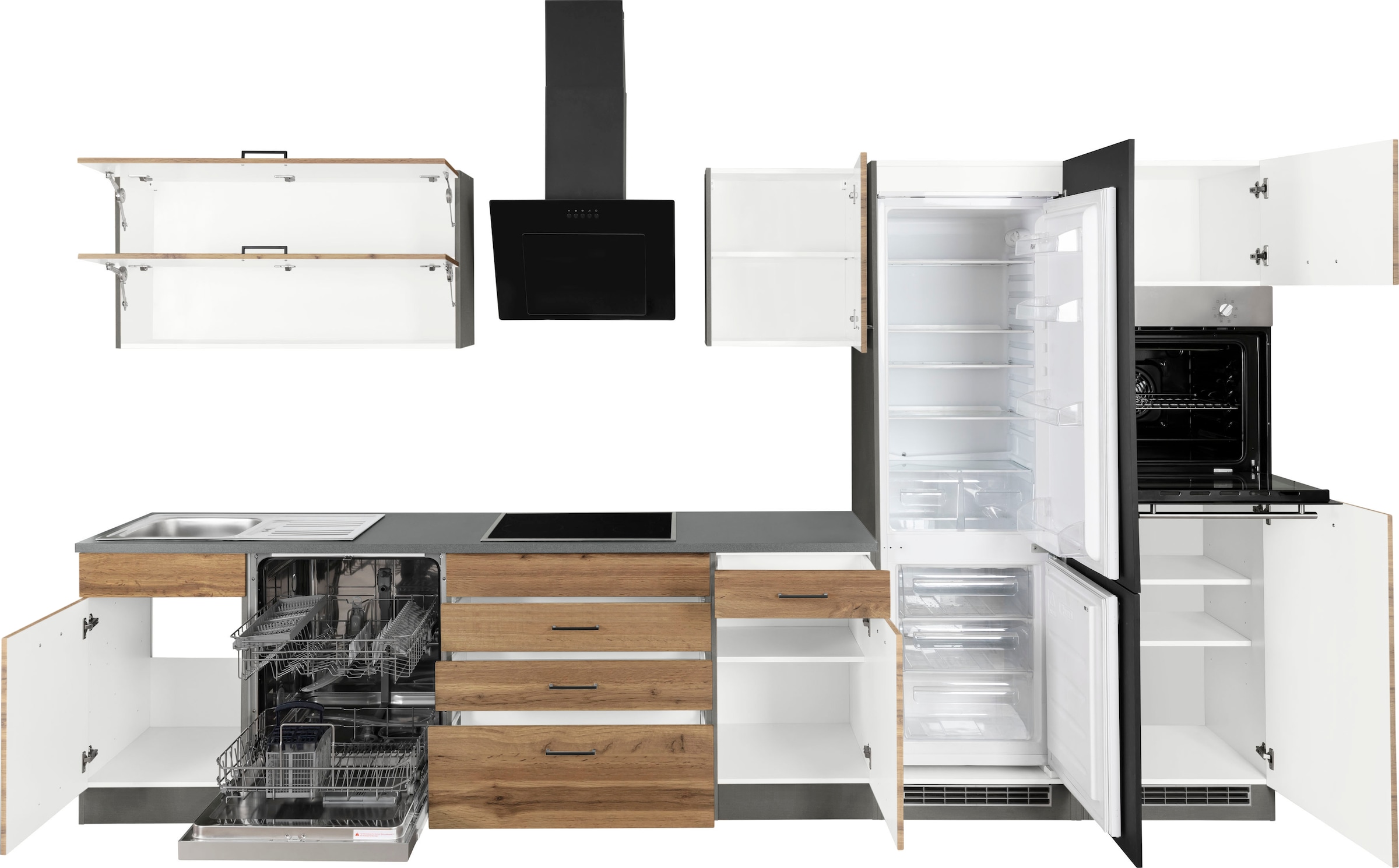 KOCHSTATION Küchenzeile »KS-Trier«, mit E-Geräten, Breite 360 cm