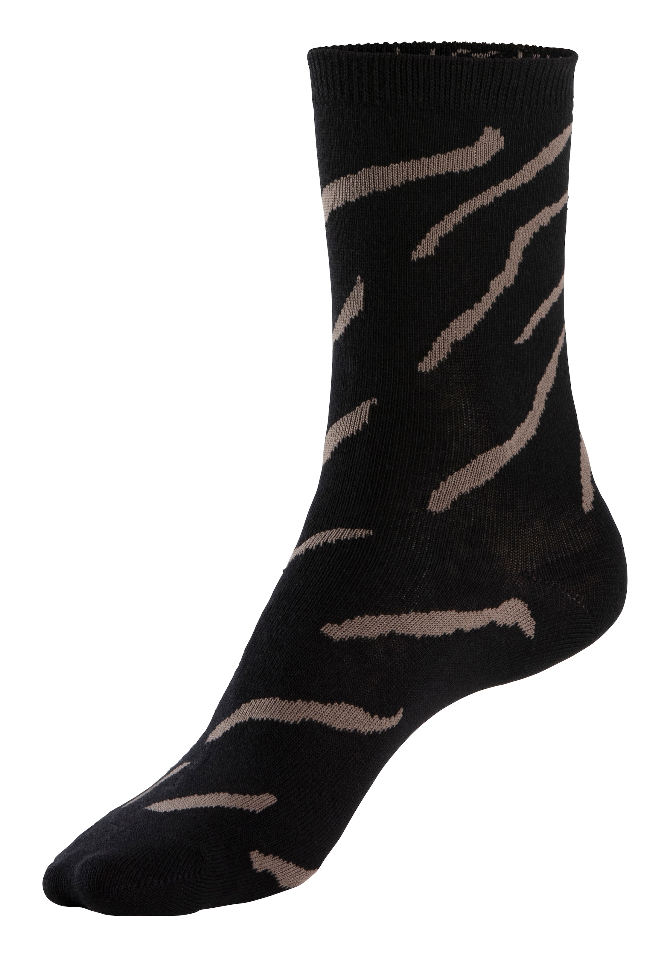 LASCANA Basicsocken, (Packung, 4 Paar), uni und mit animal Design