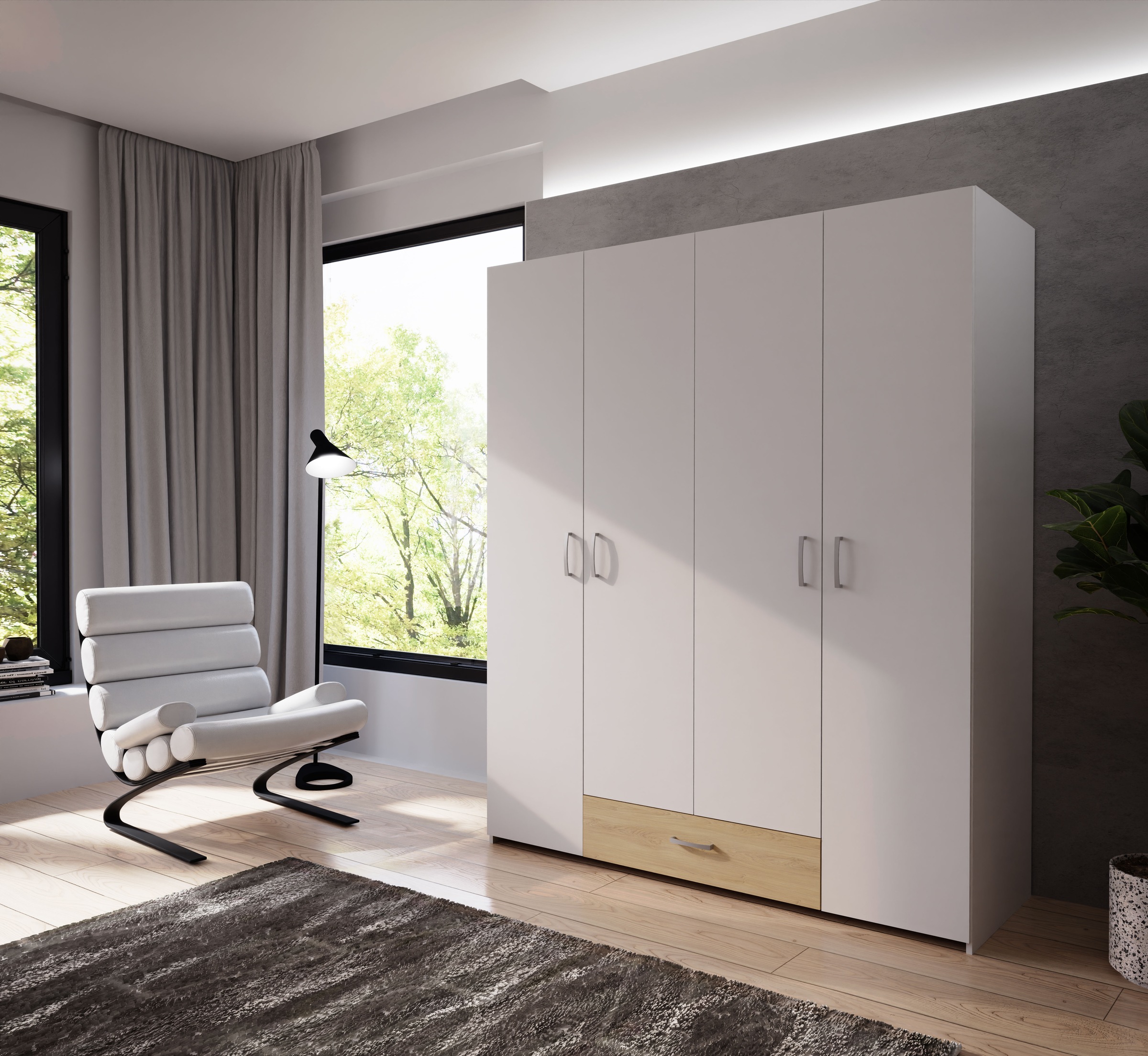 FORTE Drehtürenschrank »Econobox« Drehtürenschrank, zeitloses Design mit al günstig online kaufen