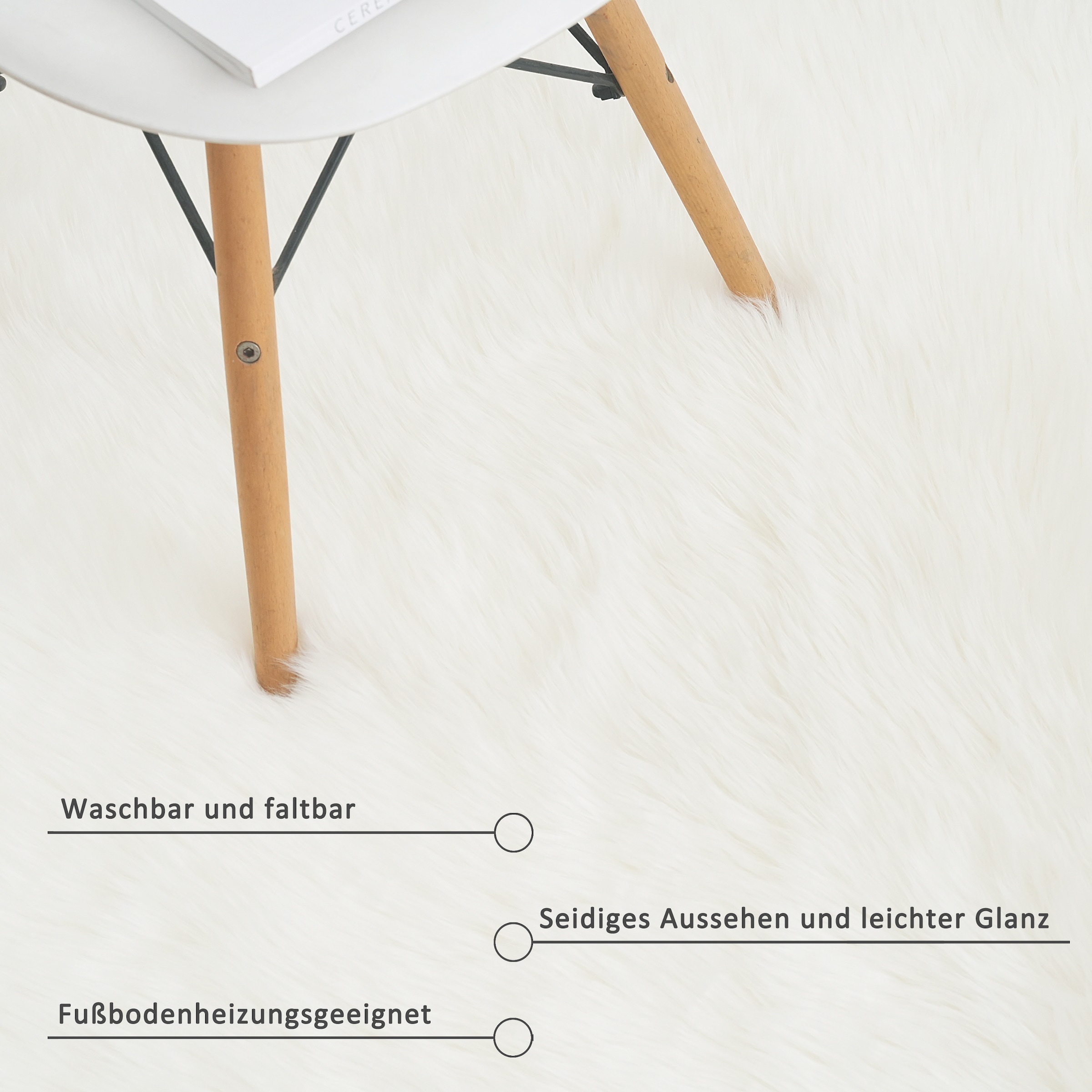 my home Fellteppich »Dena, Hochflor Teppiche«, rechteckig, 60 mm Höhe, Kunstfell, weich, Uni-Farben, Wohnzimmer, Schlafzimmer, Esszimmer
