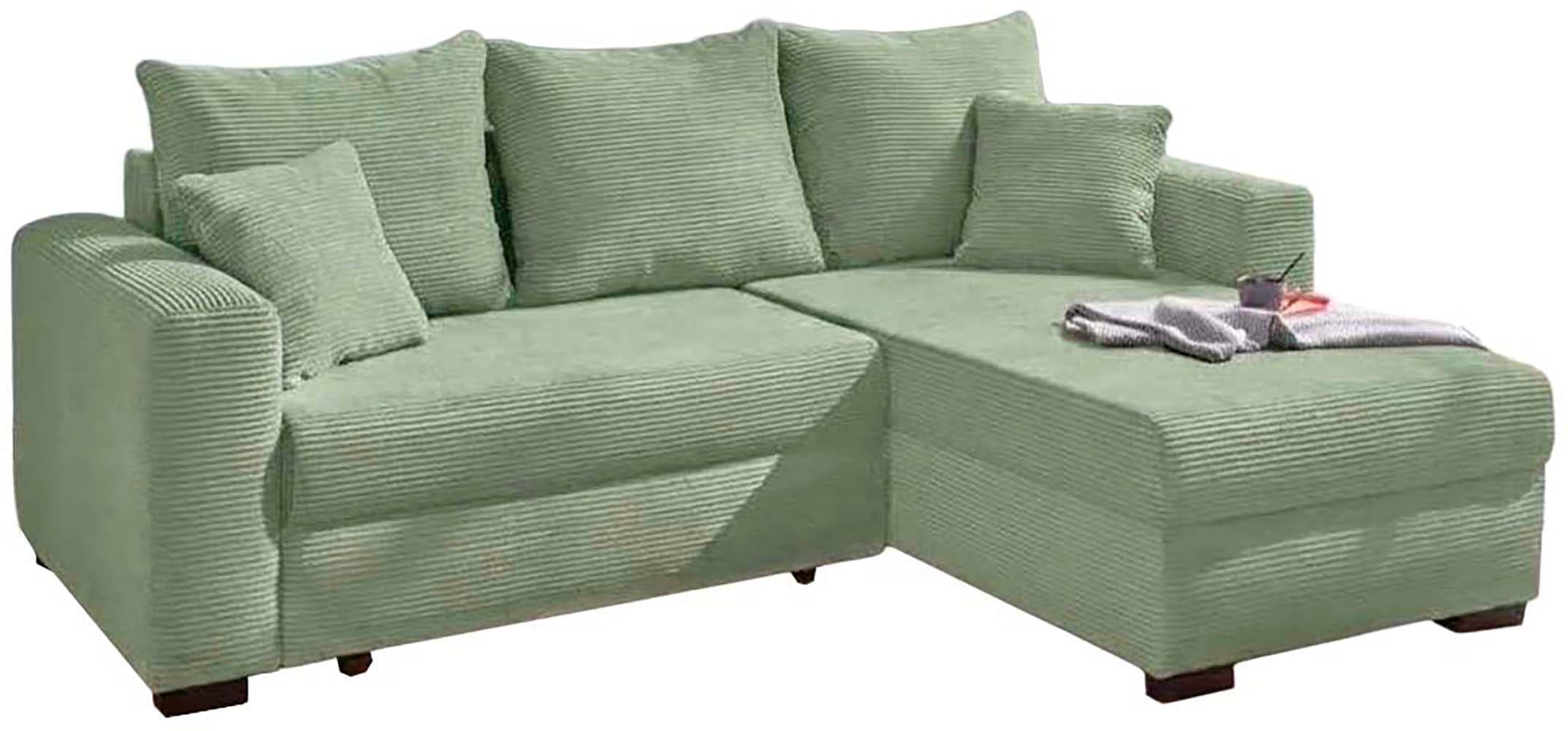 Jockenhöfer Gruppe Ecksofa »Ecksofa Elmau, Größe Ottomane: L, B:235cm, optional mit Topper« mit Schlaffunktion, Bettkasten & 2 Zierkissen