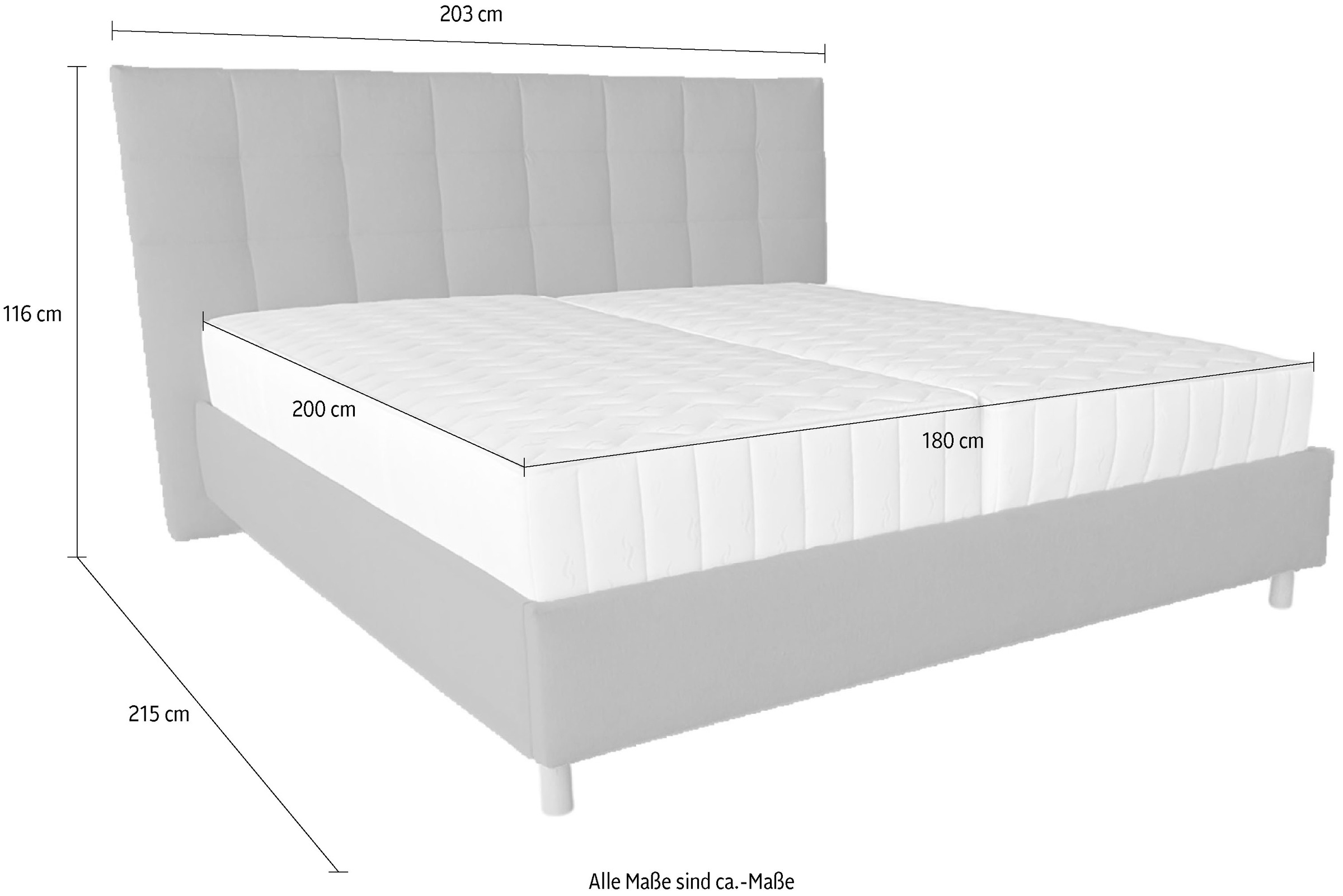 COLLECTION AB Polsterbett »CLASSIC Scandi erhältlich in der Breite 180x200cm« 3 Varianten: Rahmen, Rahmen + Rost oder Komplett-Set mit King-Matratze