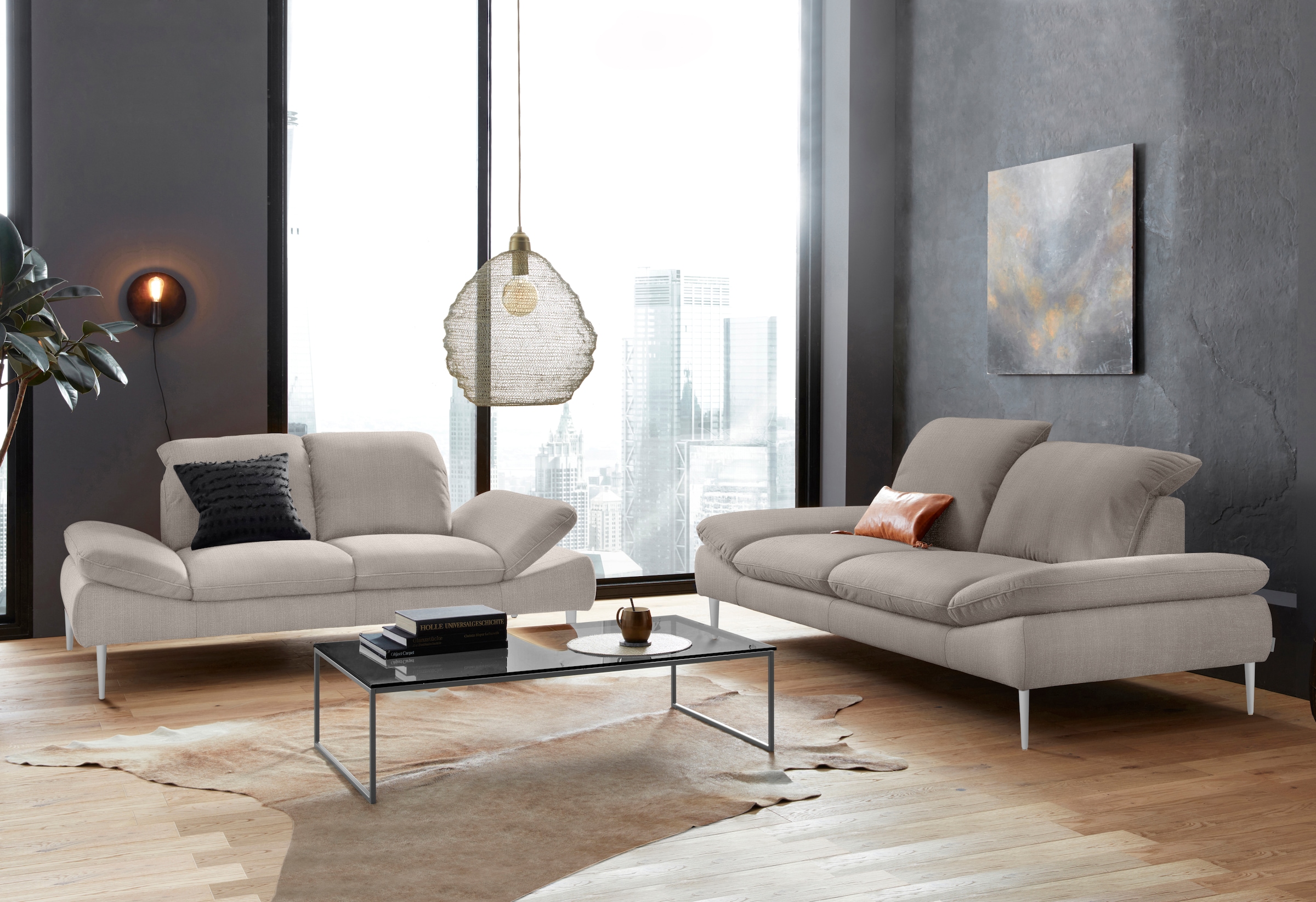 W.SCHILLIG 2-Sitzer »enjoy&MORE« mit Sitztiefenverstellung, Füße Chrom glänzend, Breite 202 cm