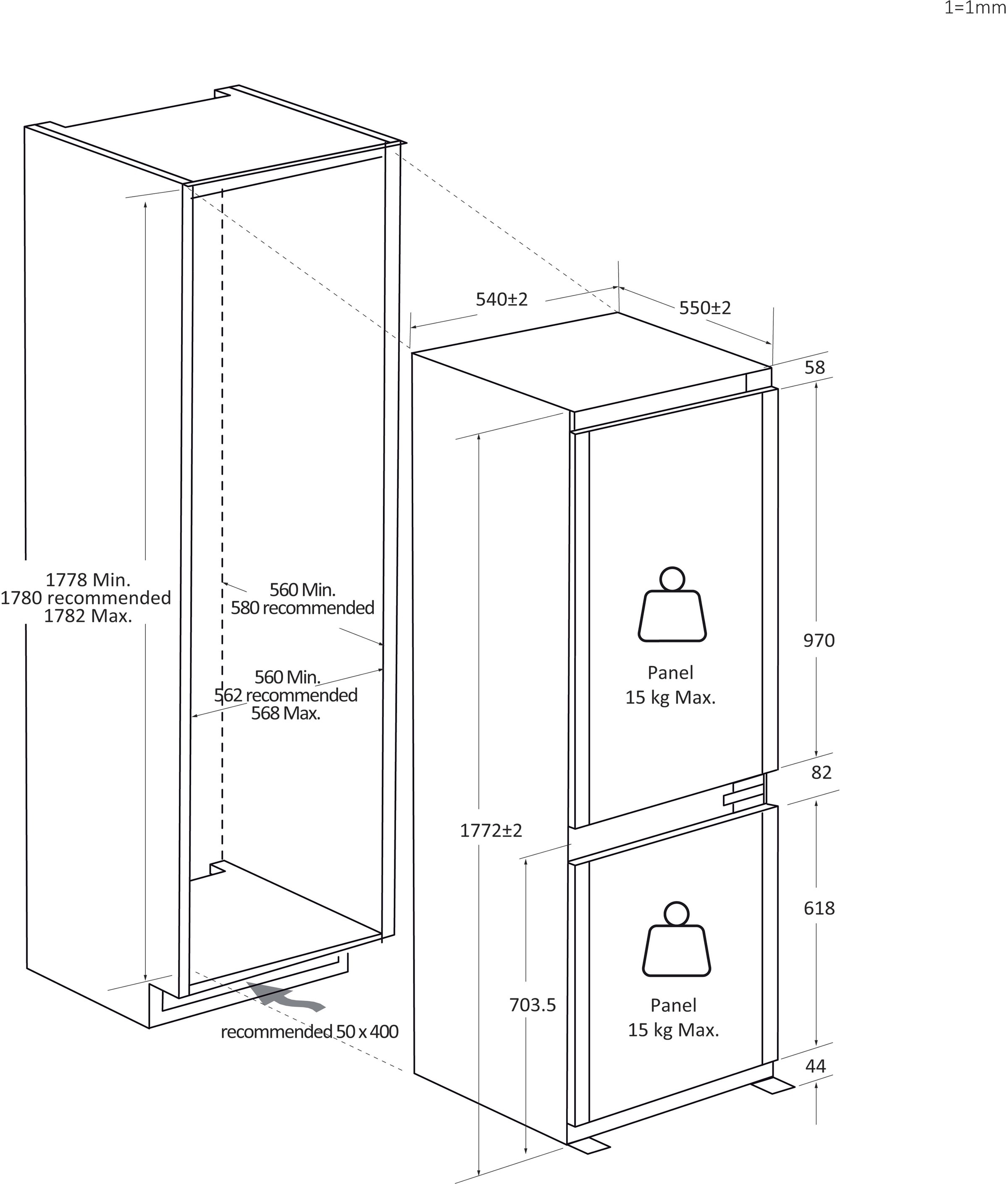 Haier Einbaukühlschrank Titanium Series 6 »HBW7518CF«, MyZone und Humidity Zone für längere Haltbarkeit von Obst und Gemüse