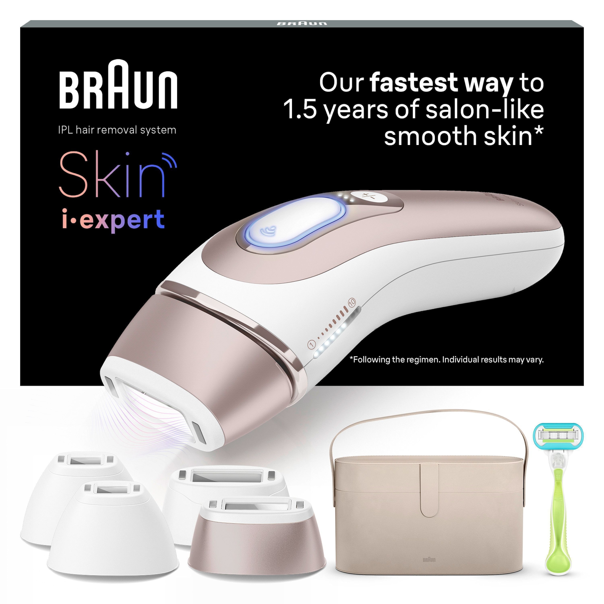 Braun IPL-Haarentferner »Smart Skin i·expert PL7387«, 4 Aufsätze für Gesicht & Körper, Venus Rasierer & Aufbewahrungsbox