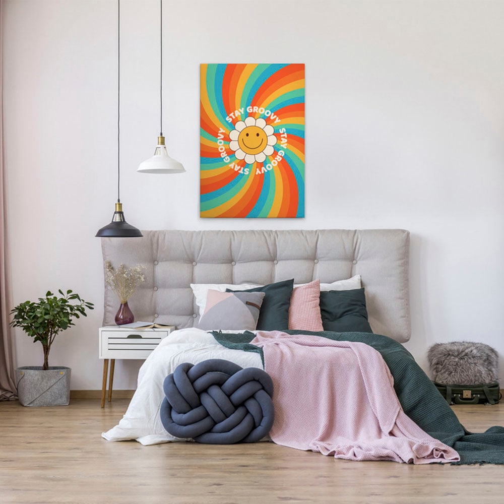 A.S. Création Leinwandbild "Flower Power 2 - Wandbild Bunt Gelb Creme Keilr günstig online kaufen