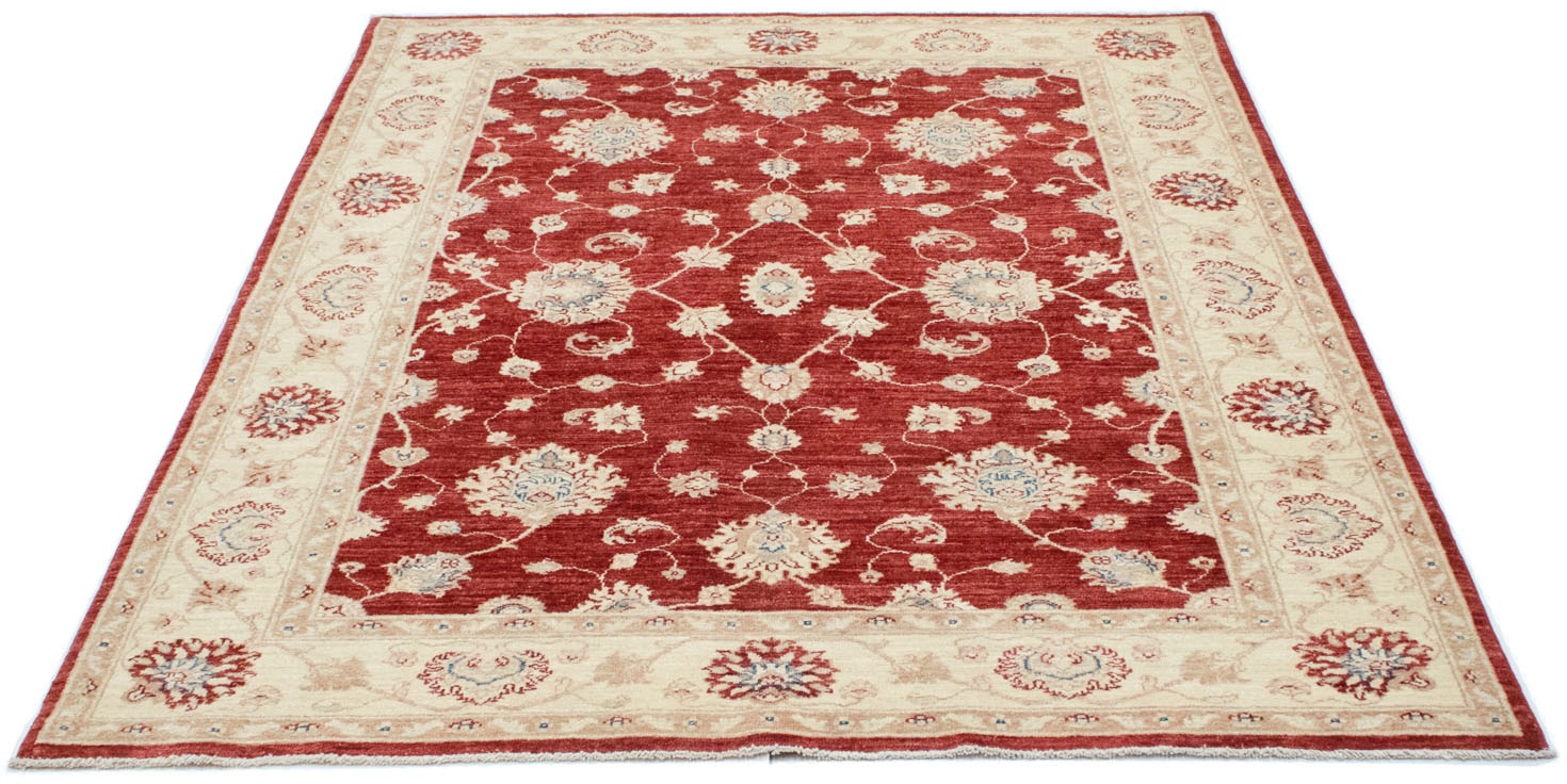 Wollteppich „Farahan Teppich handgeknüpft weinrot“, rechteckig Weinrot 7 mm B/L: 147 cm x 198 cm – 7 mm