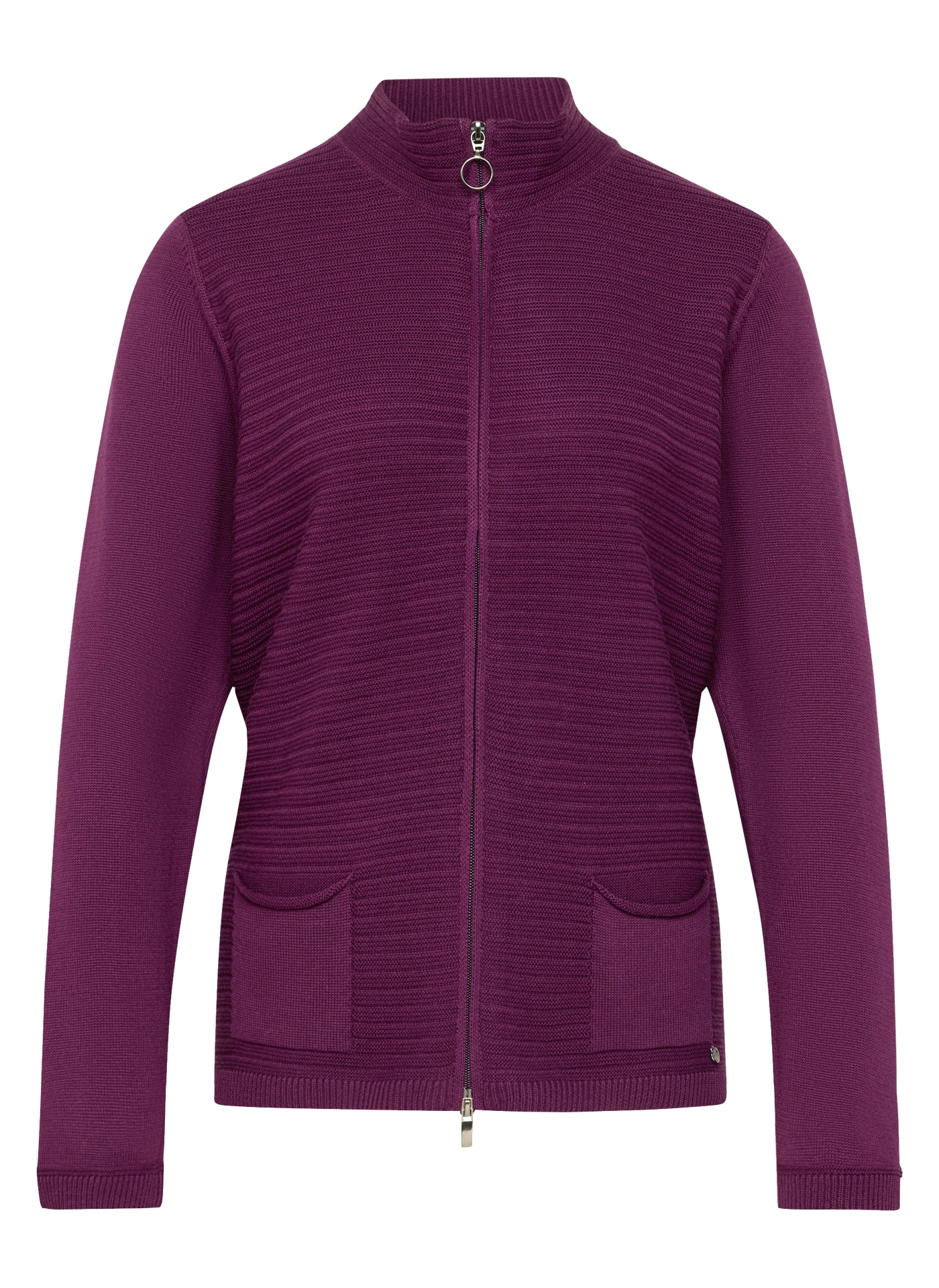 Rabe Strickjacke mit Reißverschluss und Stehkragen