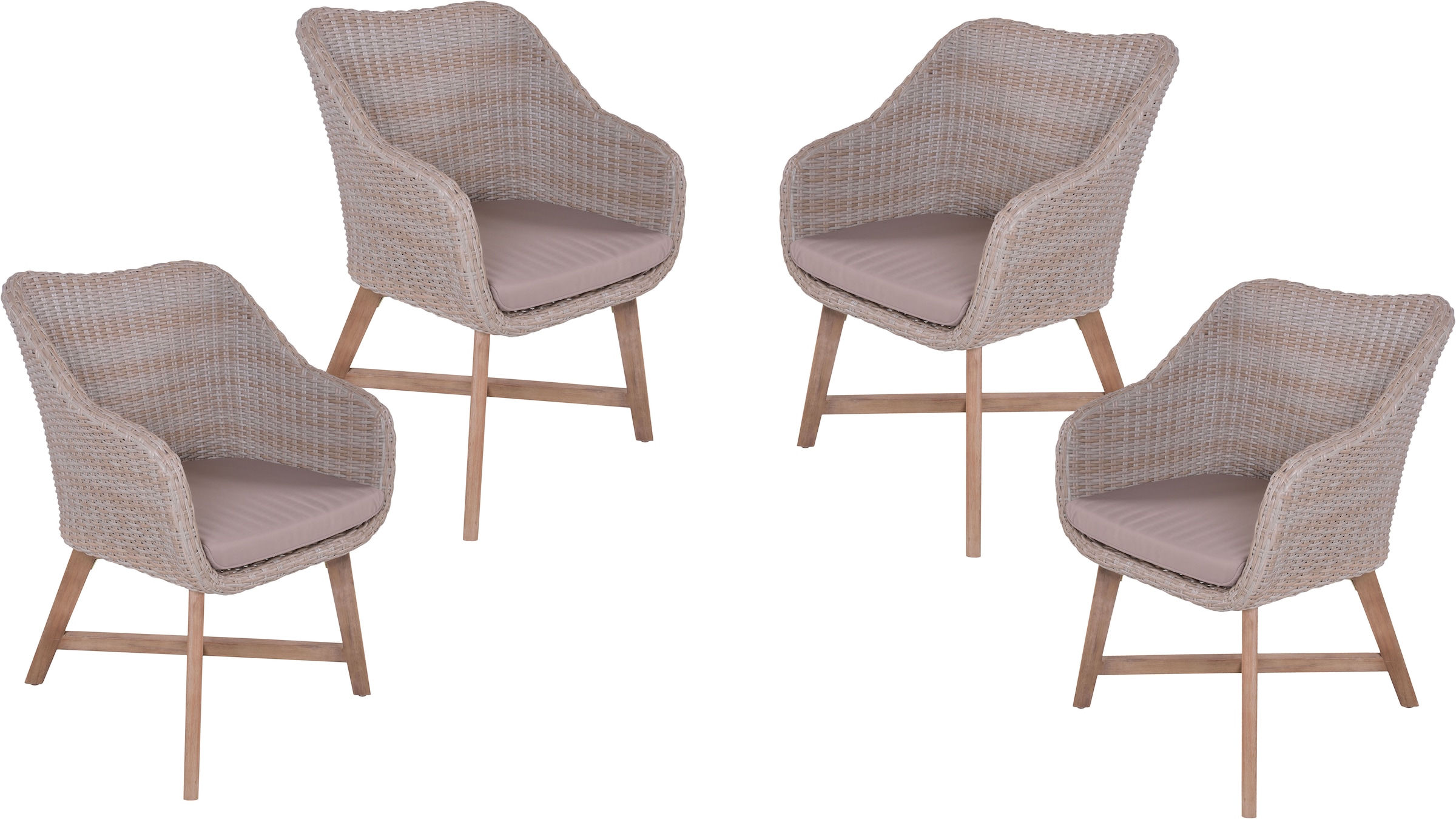 Garden Pleasure Gartenlounge-Sessel »OAKLAND«, (Set, 4 St.), inkl. Auflagen