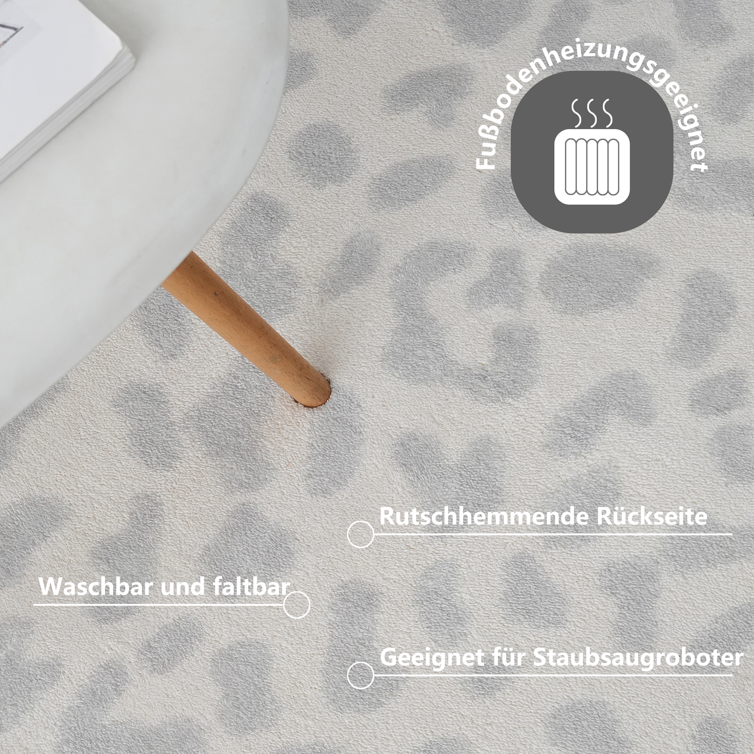 OTTO home Teppich »Leo, mit trendigem Leopardenmuster, waschbar« rechteckig 12 mm Höhe kuschelig & weich, modern, Animal Print, Wohnzimmer, Schlafzimmer