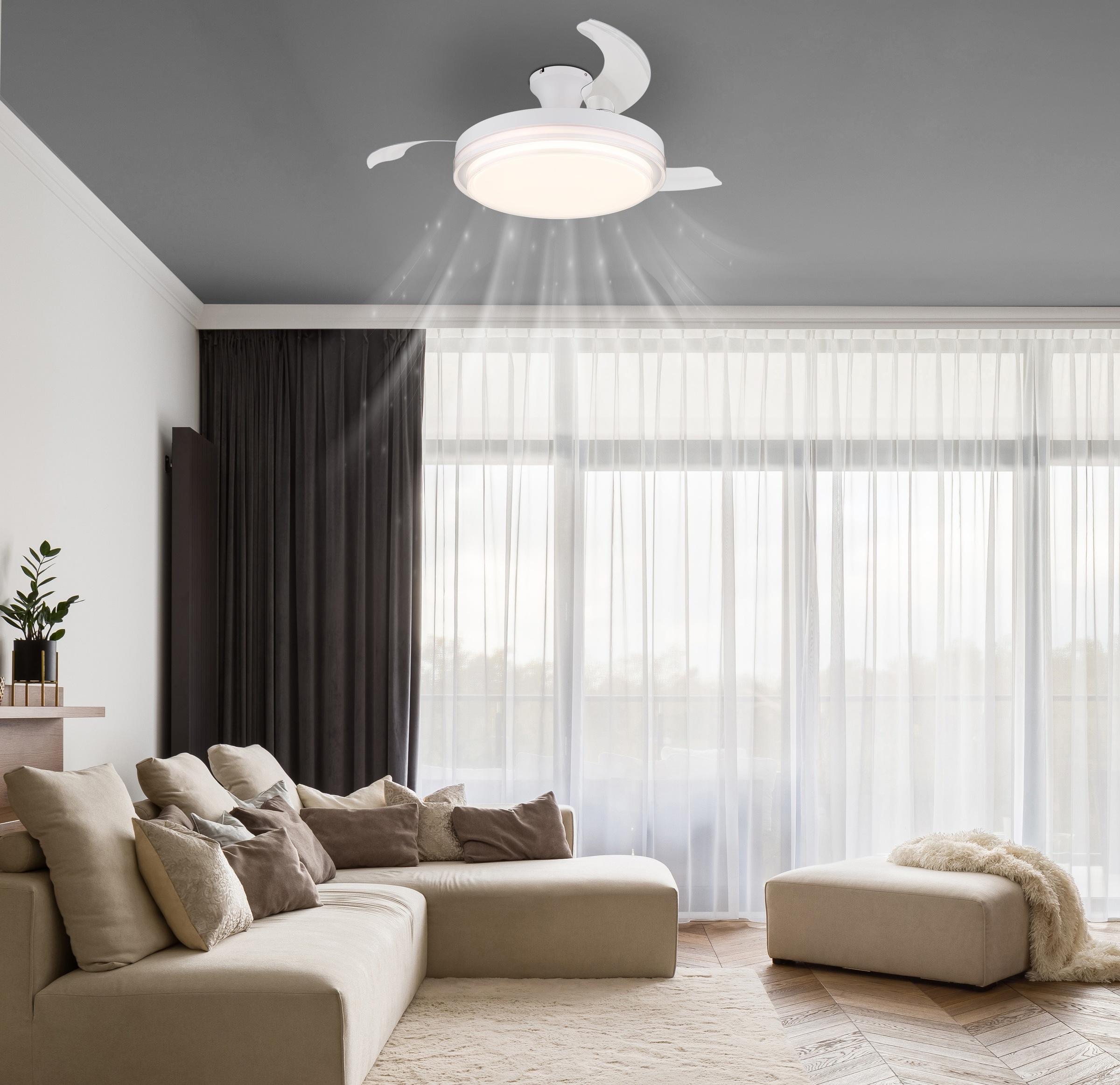 GLOBO LIGHTING Deckenleuchte »BELIZ« LED-Modul 1 Stk. Ventilator / Schlafzi günstig online kaufen