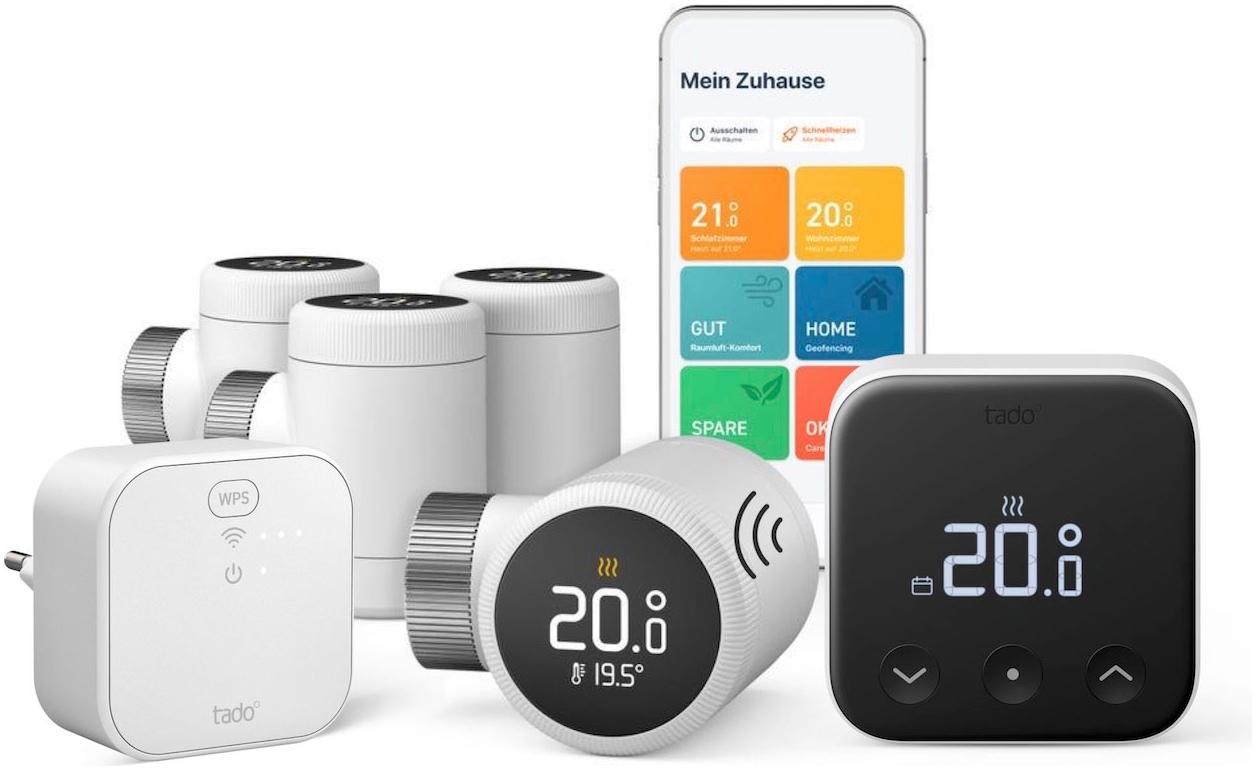 Tado Heizkörperthermostat »Bridge + 4x Heizkörperthermostat + Temp. Sensor günstig online kaufen