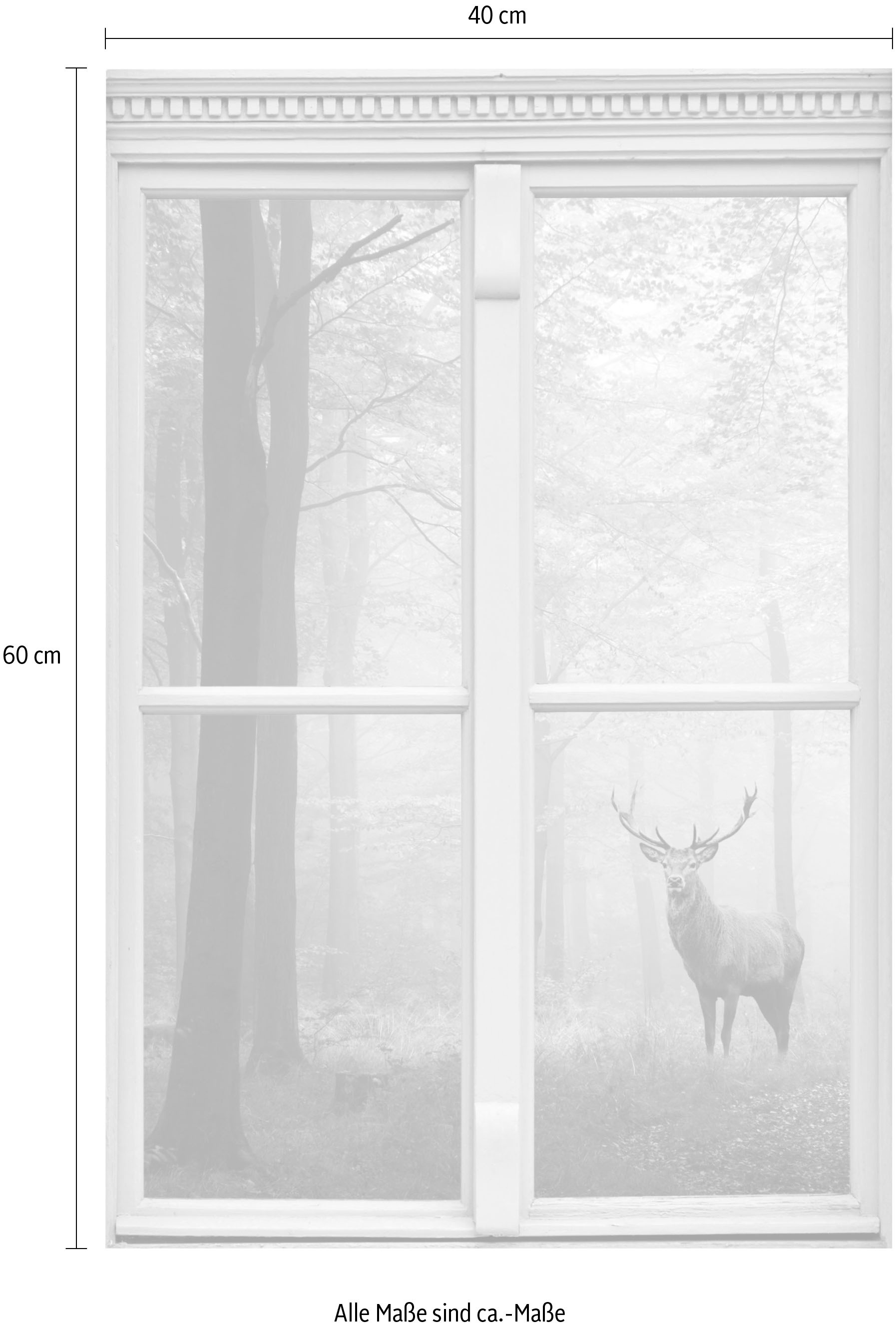 queence Wandsticker »Hirsch«, Wandsticker, Wandbild, selbstklebend, 3D, Fenster