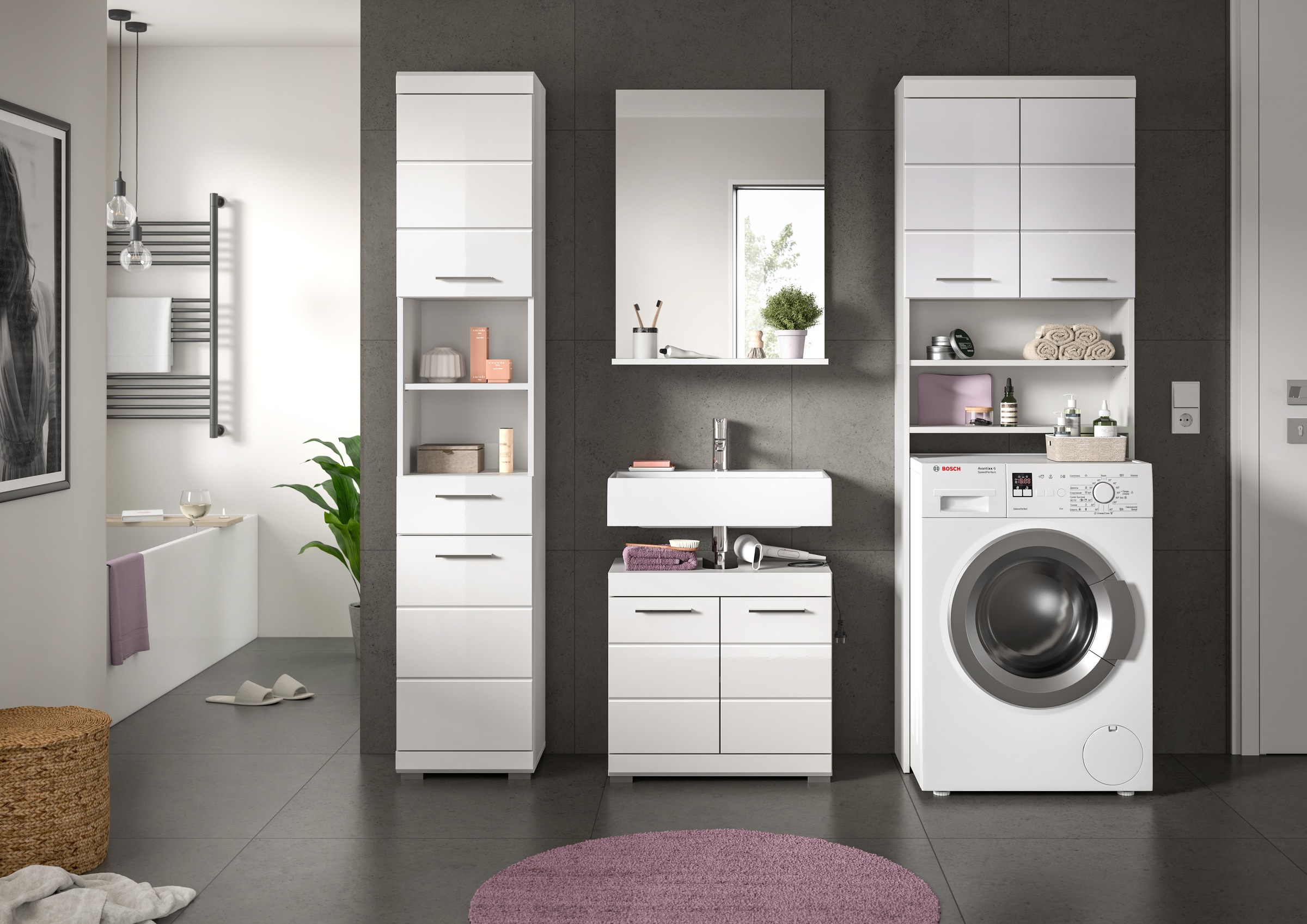 INOSIGN Badmöbel-Set »Siena, 4 teilig, bestehend aus:«, (Set), Hochschrank, günstig online kaufen