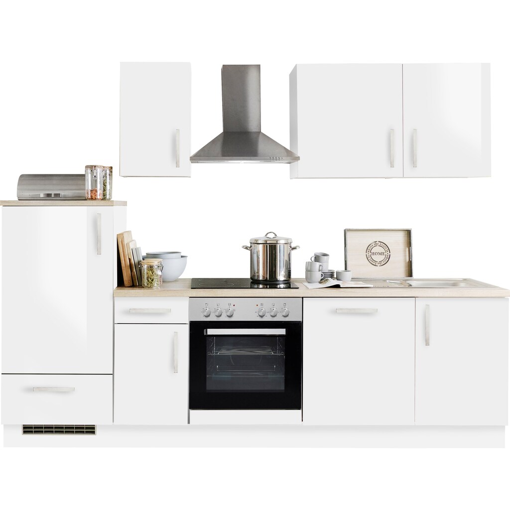 Menke Küchen Küchenzeile »White Premium«, mit E-Geräten, Breite 270 cm