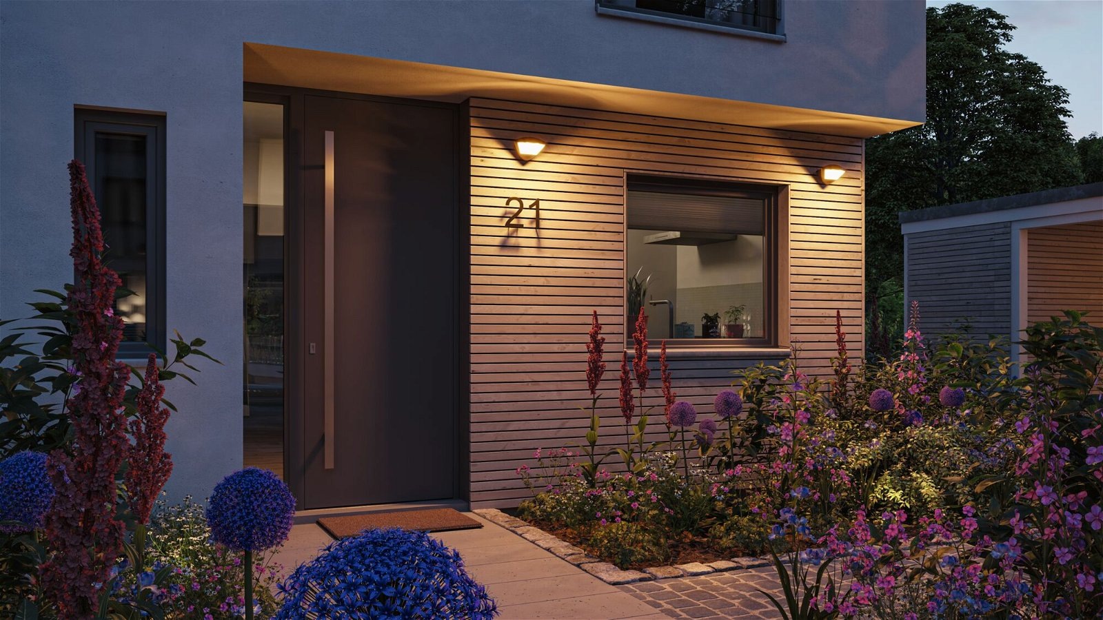 Paulmann LED Außen-Wandleuchte »Skyla IP44 226x164mm 10W 840lm 230V Anthrazit Aluminium«, 1 flammig, Smart Home Zigbee 3.0 Bewegungsmelder insektenfreundlich