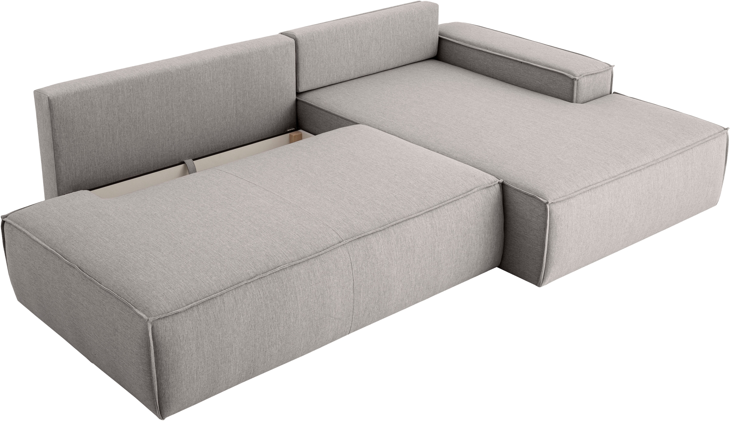 Home affaire Ecksofa »SHERWOOD, Schlafsofa in L-Form offen (275cm), Cord, Leinenoptik«, Schlaffunktion und Bettkasten, Kedernaht, hoher Sitz- & Liegekomfort