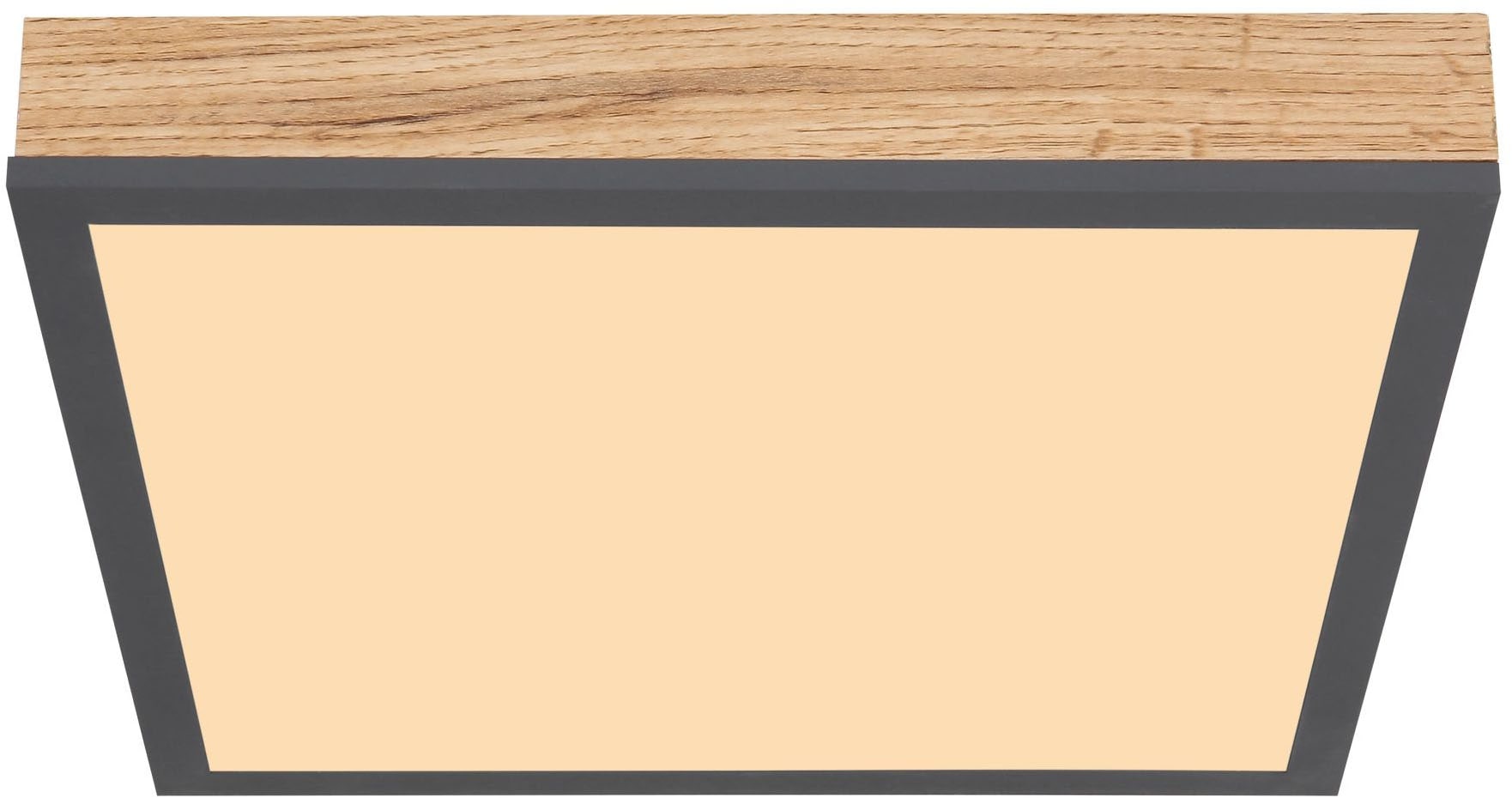 GLOBO LIGHTING LED Deckenleuchte »DORO« LED-Modul 1 Stk. Warmweiß Quadratische Deckenlampe, 3000 Kelvin, Wohnzimmer, Holzoptik, Eiche